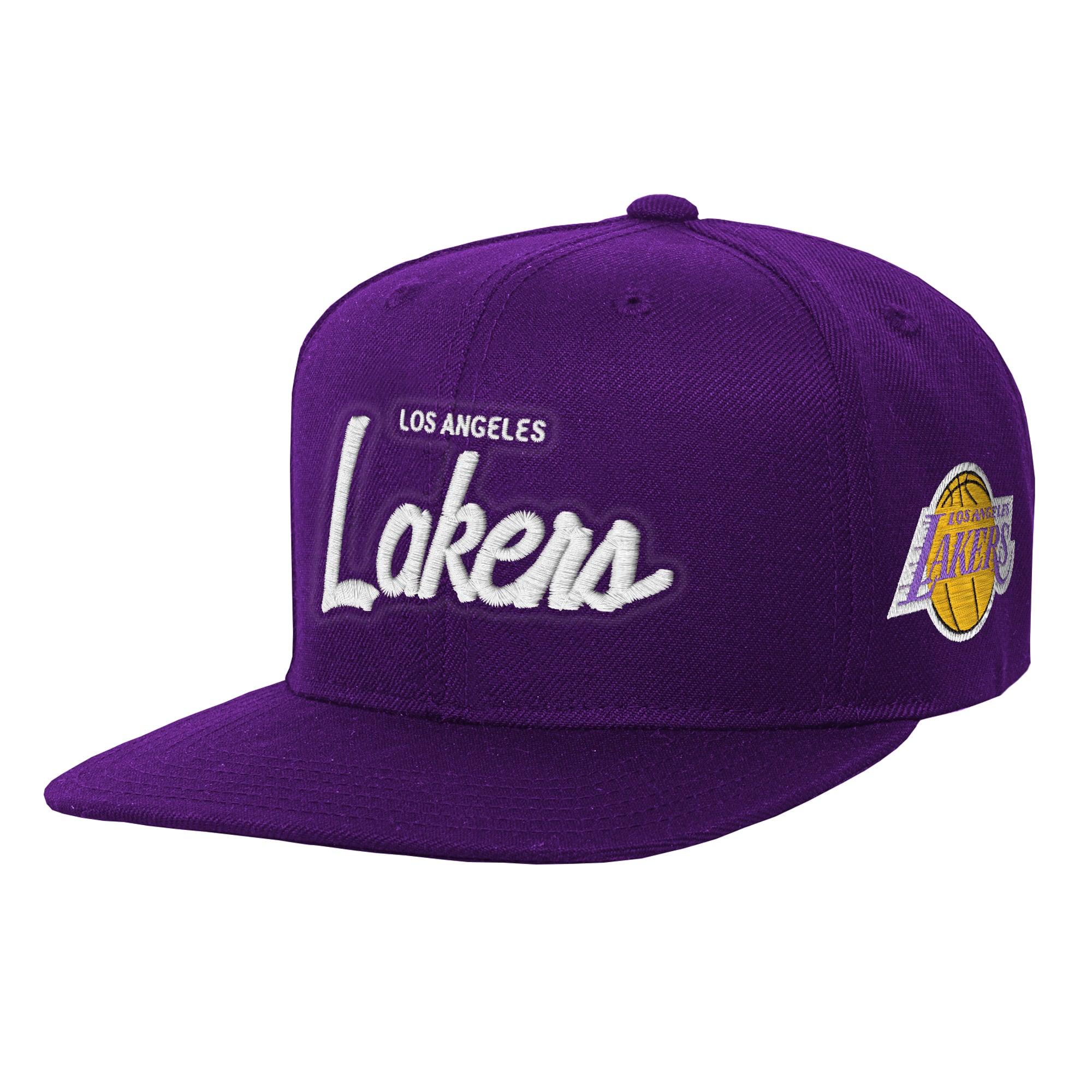 Casquette Mitchell & Ness violette pour enfant, modèle entraîneur-chef des Los Angeles Lakers.