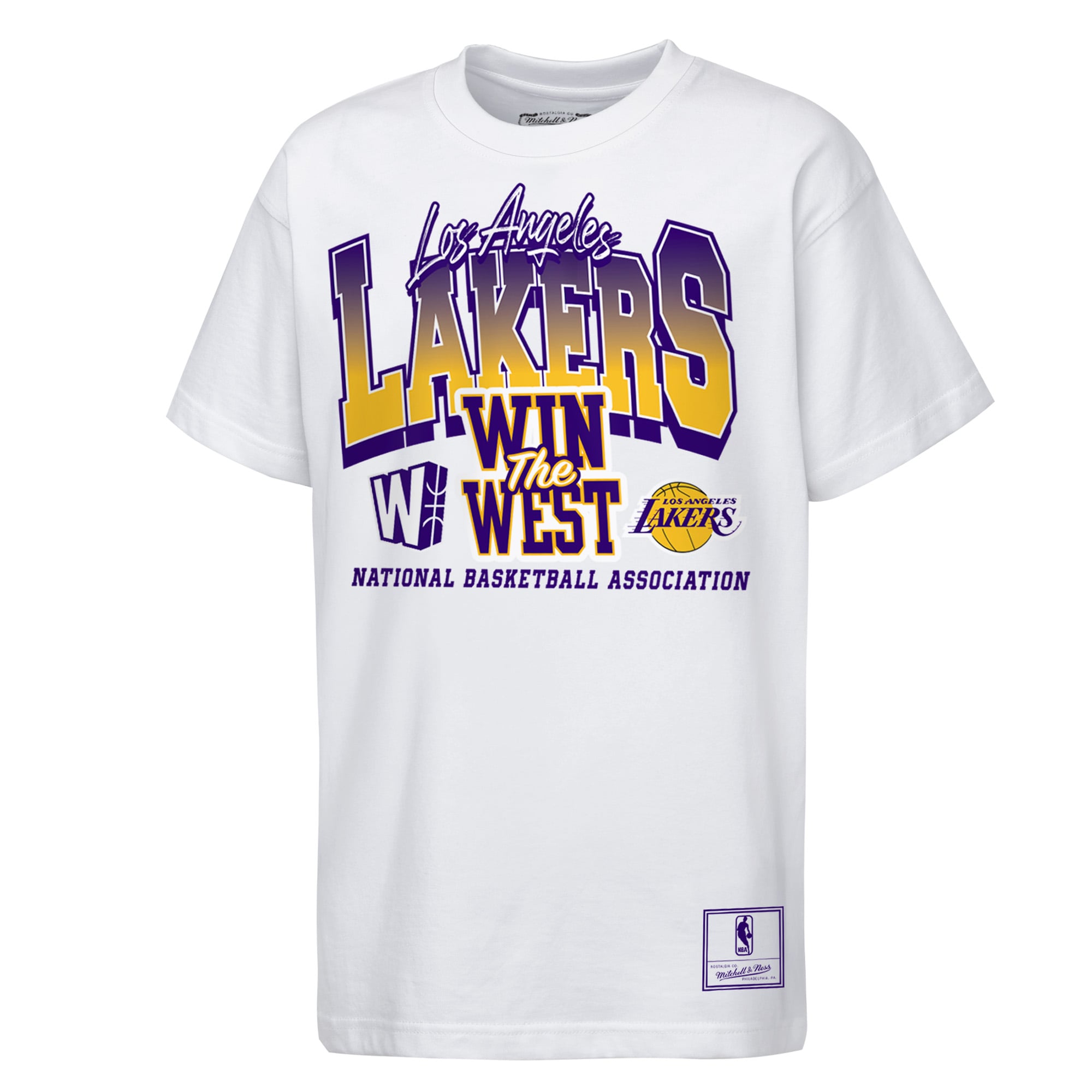 T-shirt premium Mitchell & Ness blanc Los Angeles Lakers pour jeunes