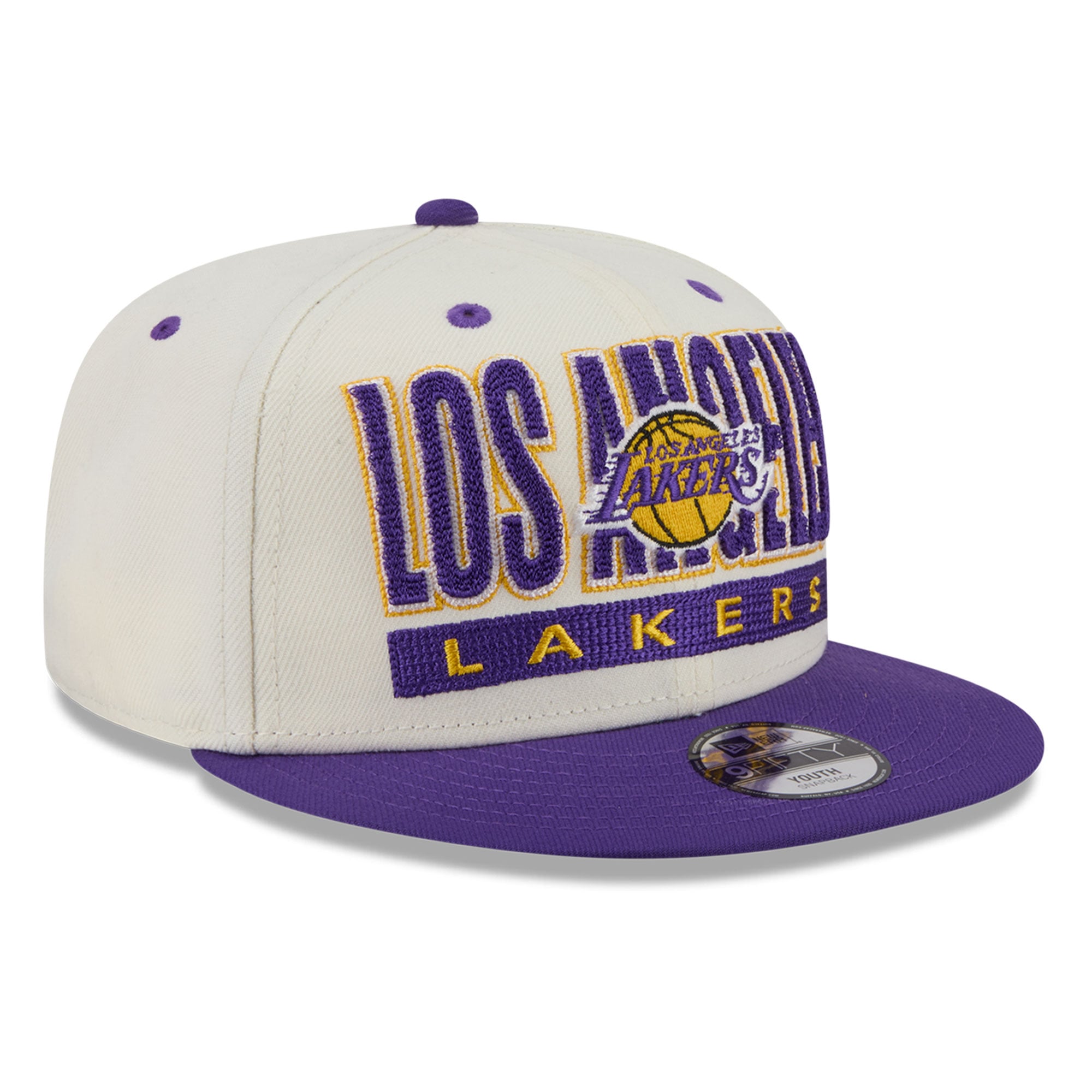 Casquette snapback New Era Classic 9FIFTY crème/violette pour jeunes, Los Angeles Lakers