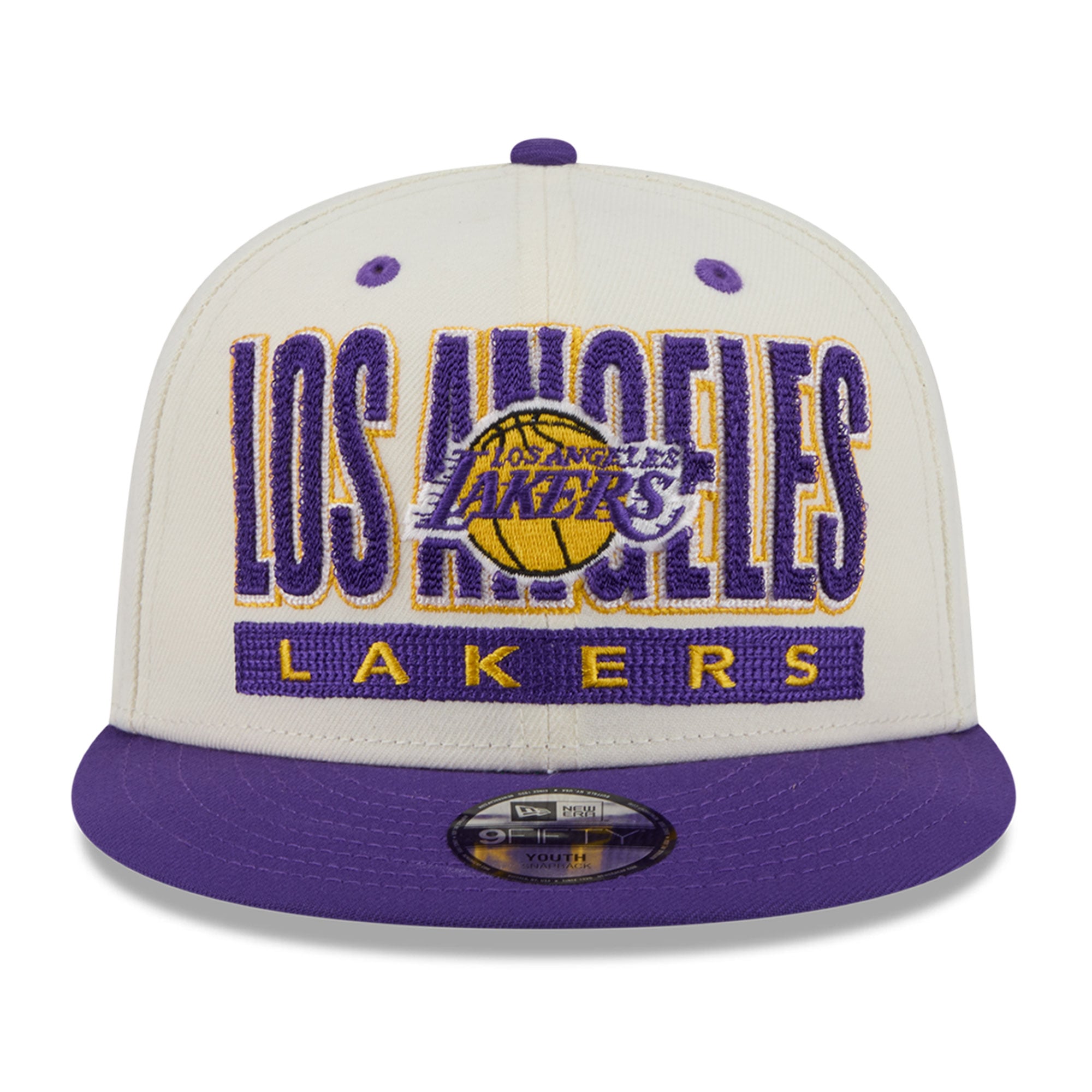 Casquette snapback New Era Classic 9FIFTY crème/violette pour jeunes, Los Angeles Lakers