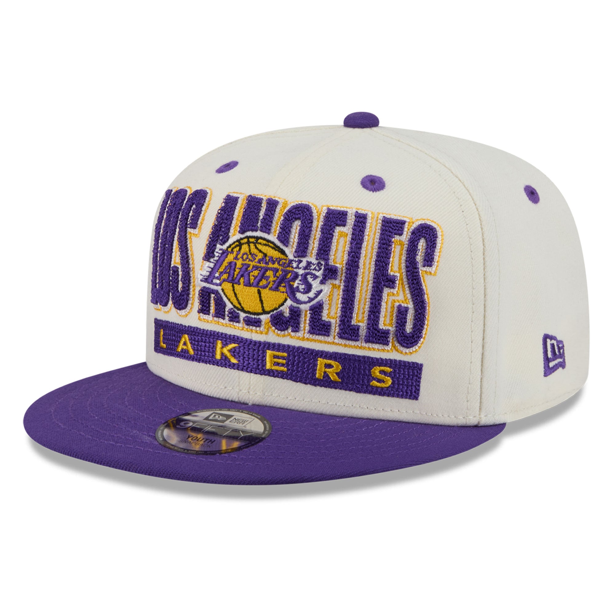 Casquette snapback New Era Classic 9FIFTY crème/violette pour jeunes, Los Angeles Lakers