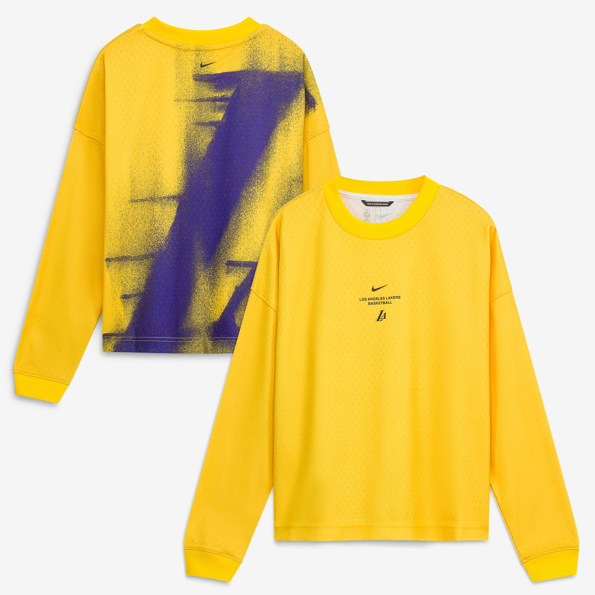 T-shirt à manches longues Nike Gold Los Angeles Lakers 2026 Standard Issue pour jeunes, performance avant-match