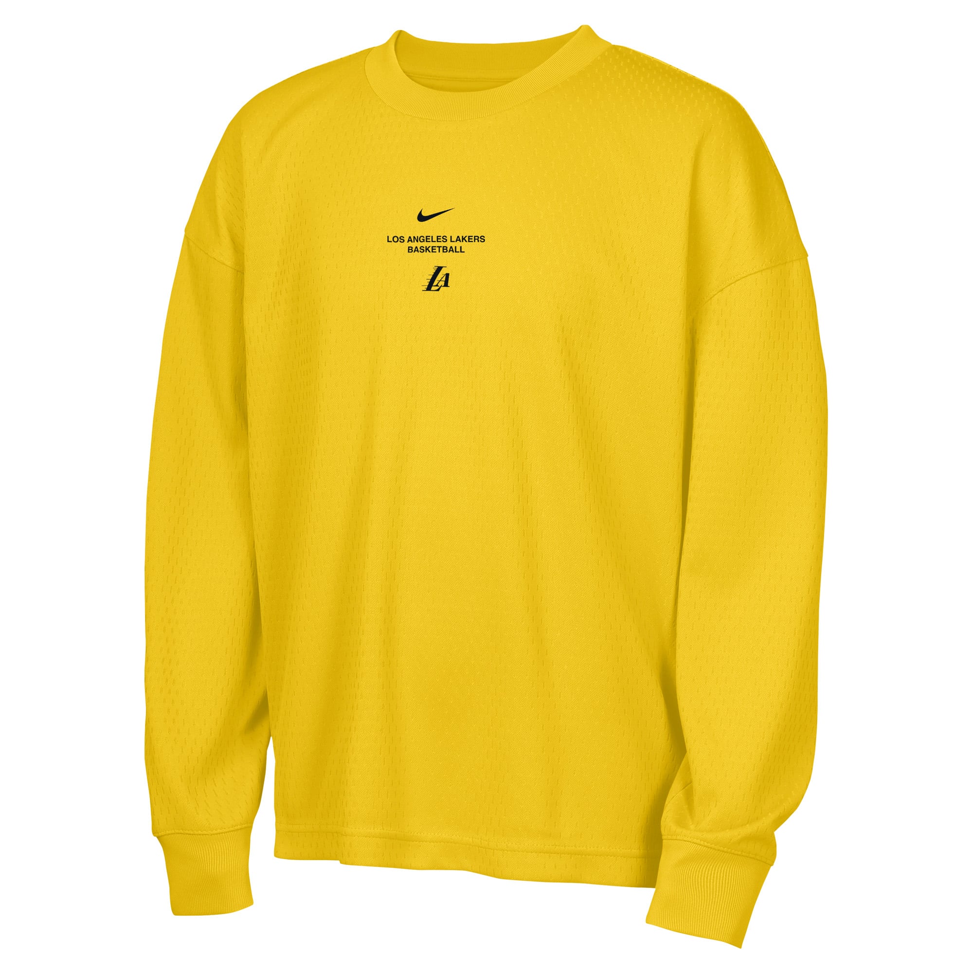 T-shirt à manches longues Nike Gold Los Angeles Lakers 2026 Standard Issue pour jeunes, performance avant-match