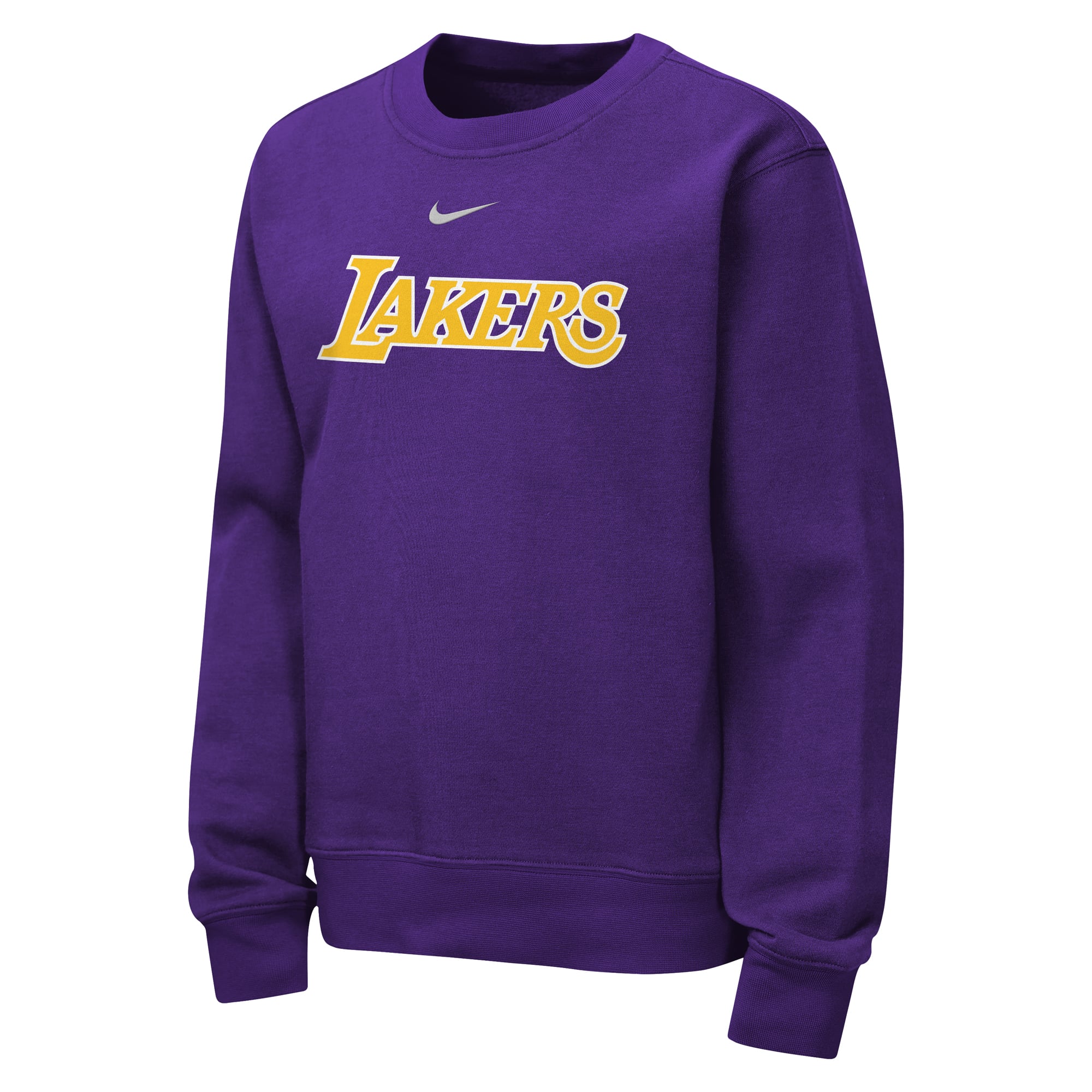 Sweat-shirt Nike Essential Club Wordmark violet pour enfant, Los Angeles Lakers