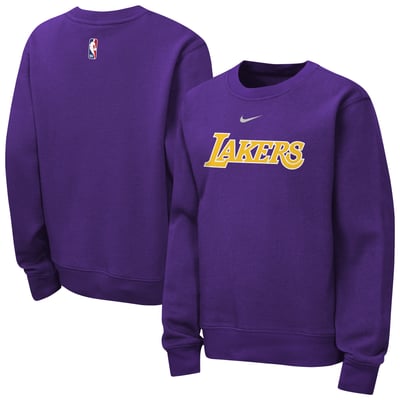 Los Angeles Lakers Nike Youth Essential Club Wordmark Crewneck Sweatshirt - Purple