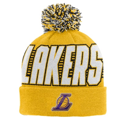 Los Angeles Lakers Outerstuff Youth Cuffed Knit Hat with Pom - Gold