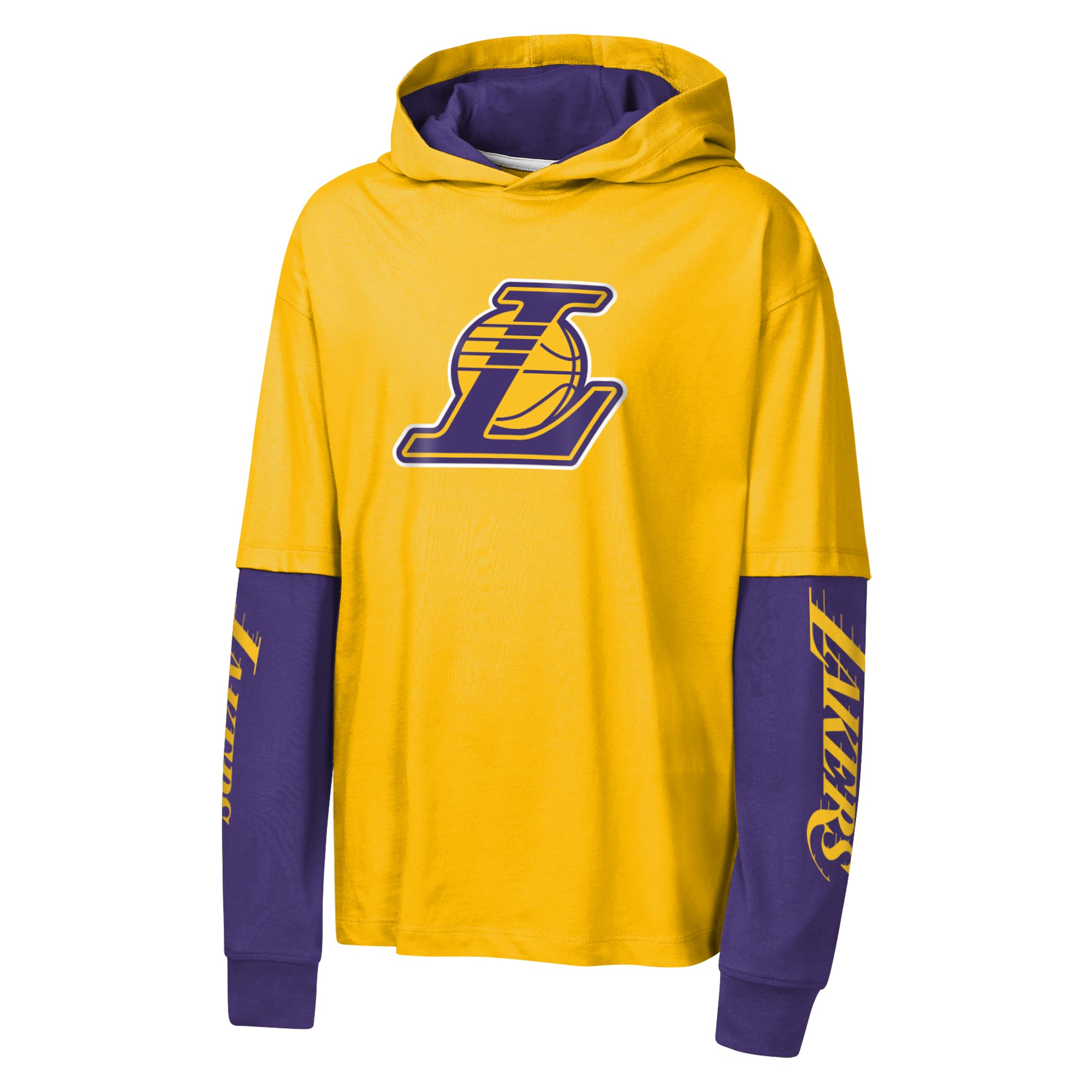 T-shirt à capuche surdimensionné en faux nickel doré Los Angeles Lakers pour jeunes Outerstuff