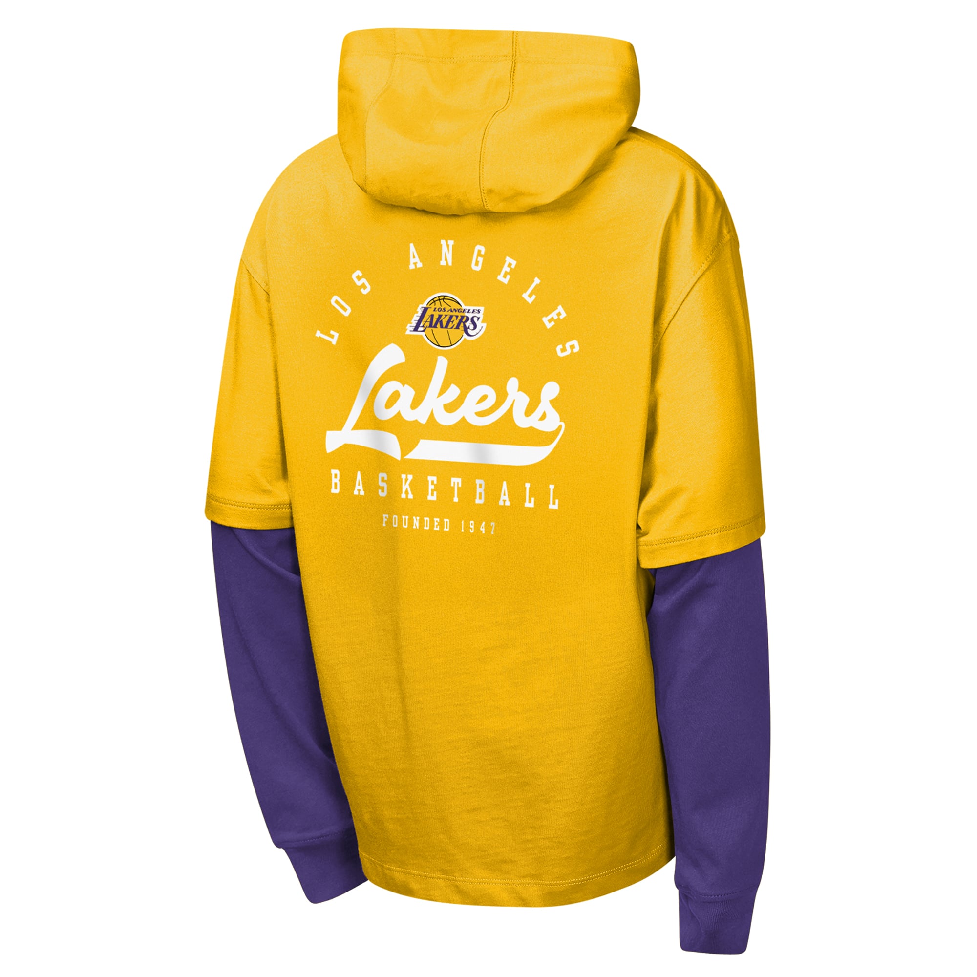 T-shirt à capuche surdimensionné en faux nickel doré Los Angeles Lakers pour jeunes Outerstuff