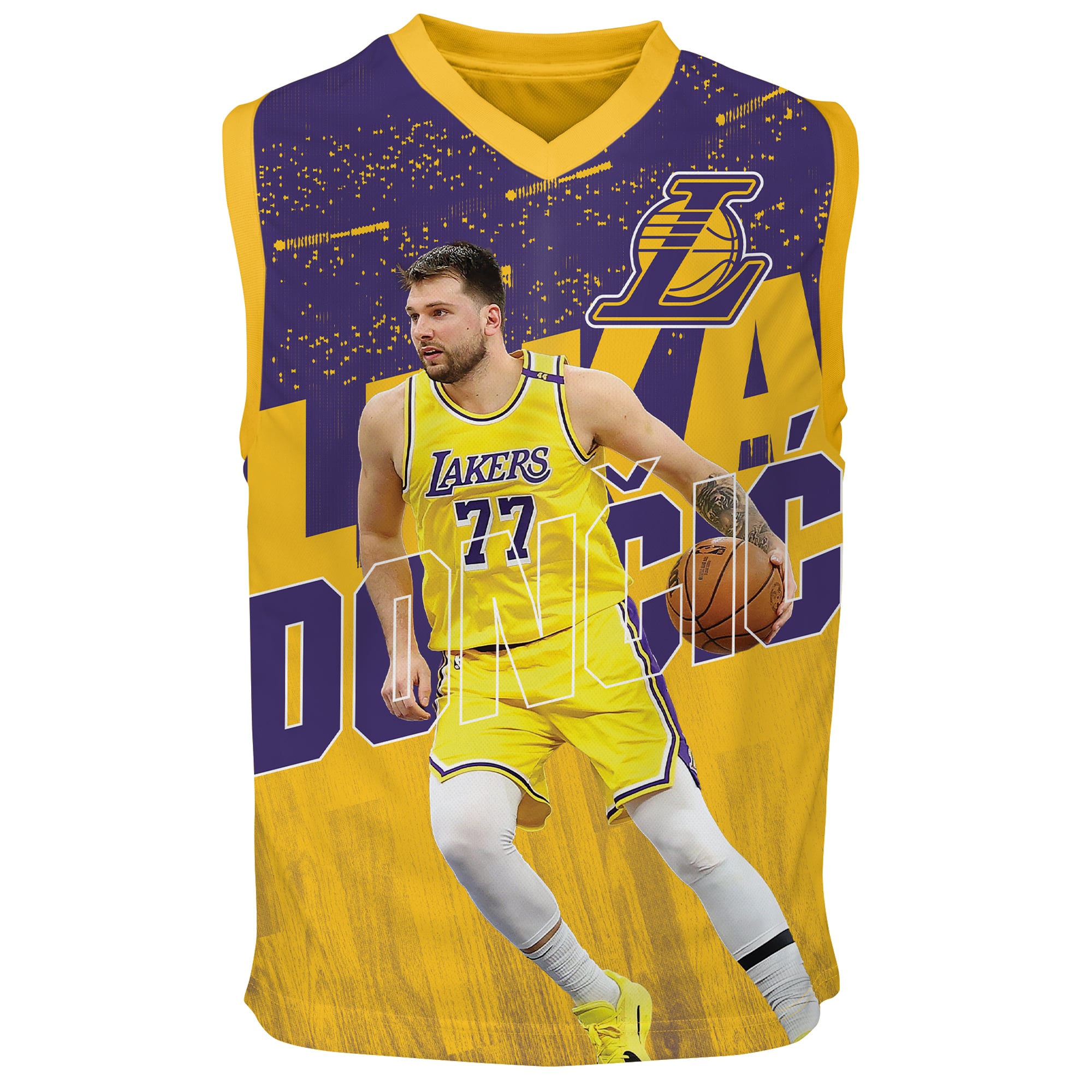 Maillot de jeu iconique Luka Dončić doré des Los Angeles Lakers pour jeunes