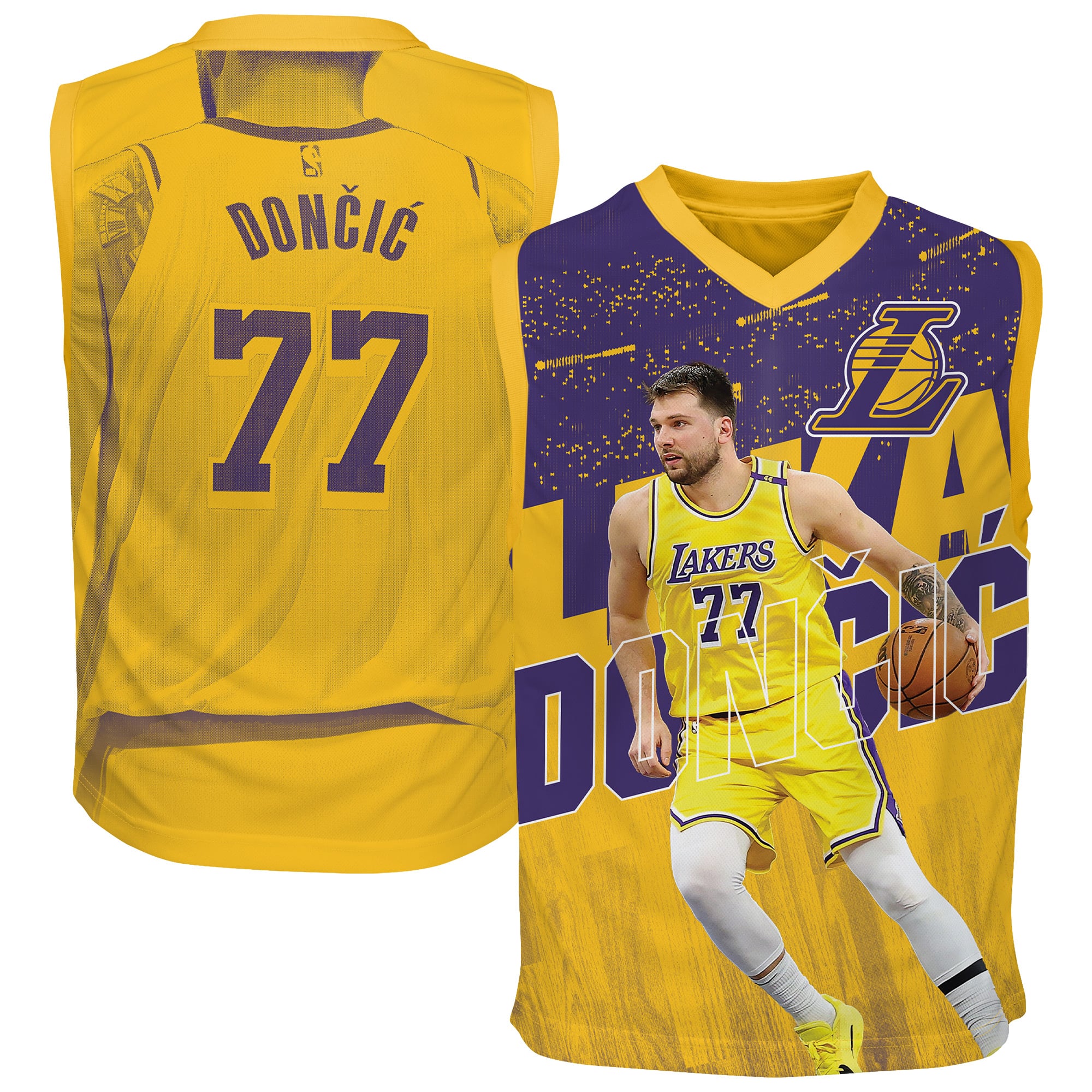 Maillot de jeu iconique Luka Dončić doré des Los Angeles Lakers pour jeunes