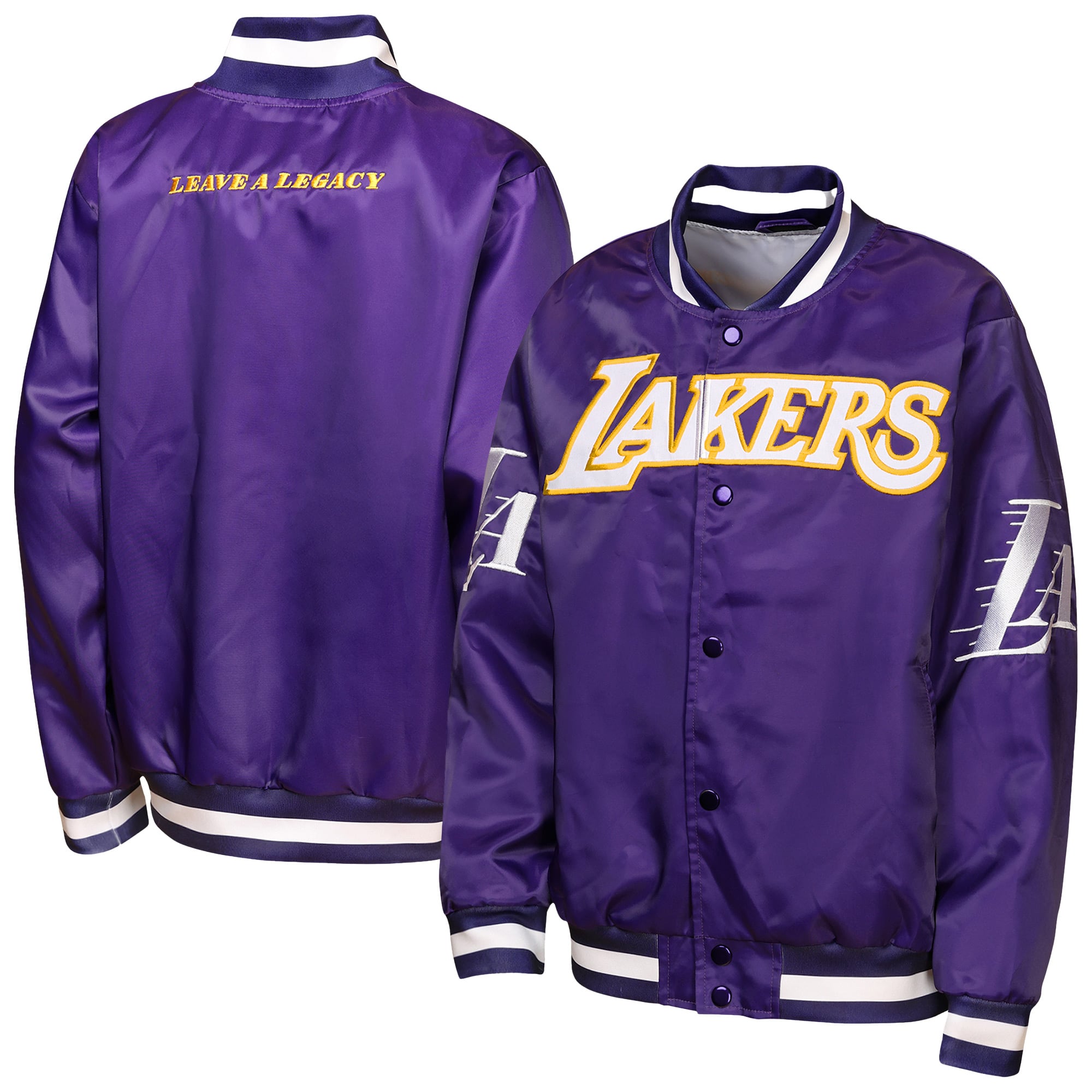 Veste légère en satin à boutons-pression Youth Outerstuff Purple Los Angeles Lakers Statement Edition