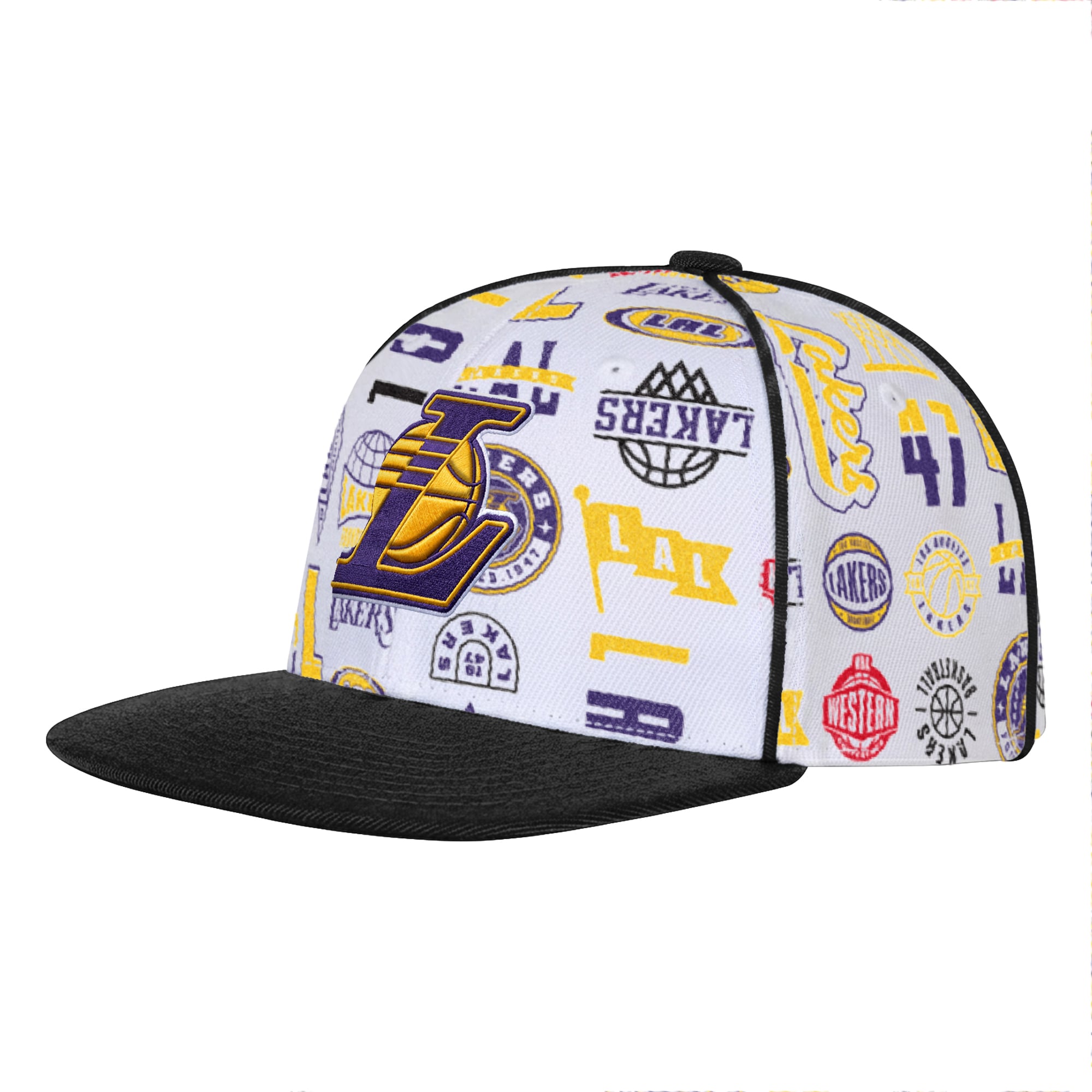 Youth Outerstuff White Los Angeles Lakers Piped Up Snapback Hat