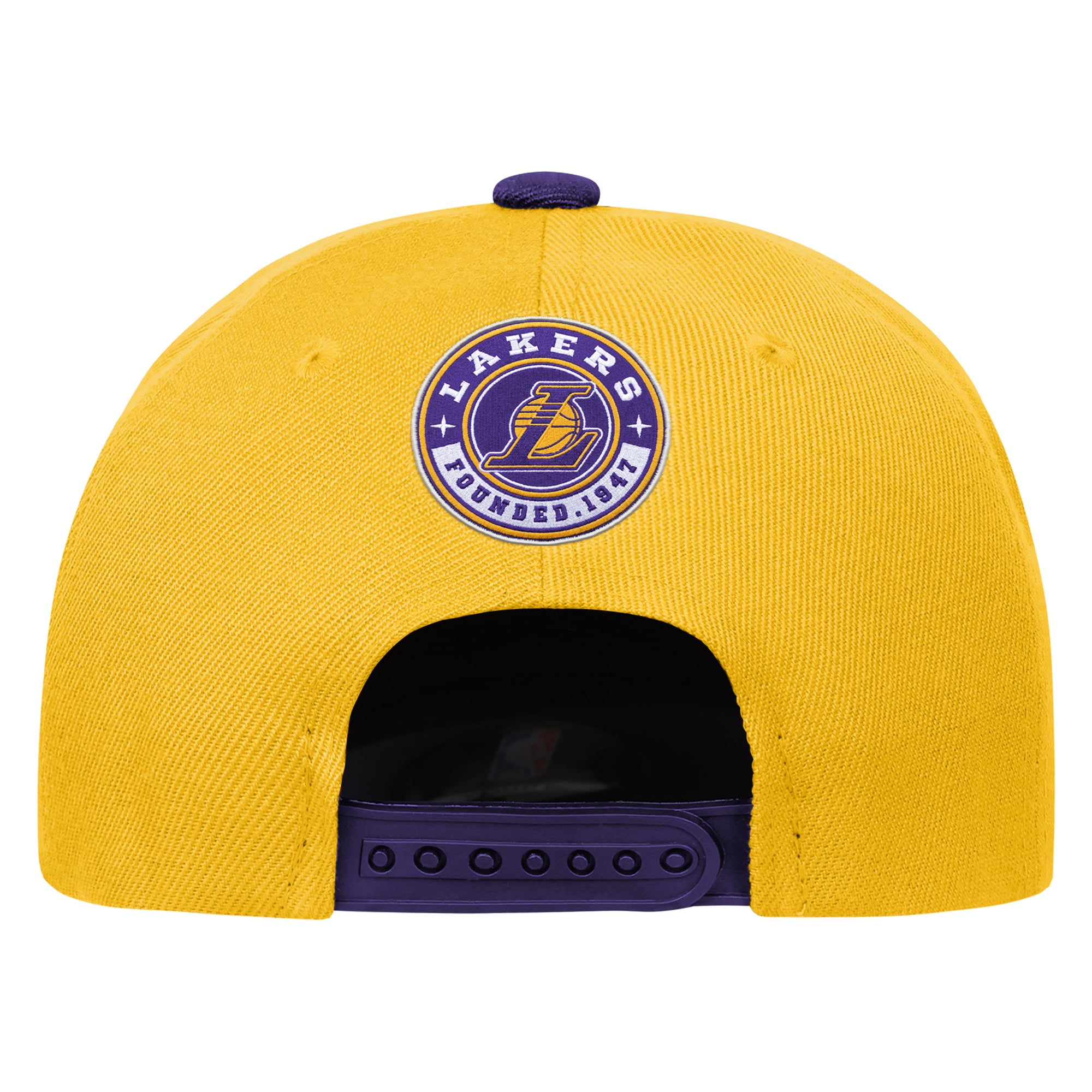 Casquette Youth Outerstuff blanche/violette avec logo des Los Angeles Lakers, modèle Three Pro Pinch pré-courbé et ajustable