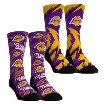  Los Angeles Lakers Rock Em Youth Game Day 2-Pack Crew Socks - Gold