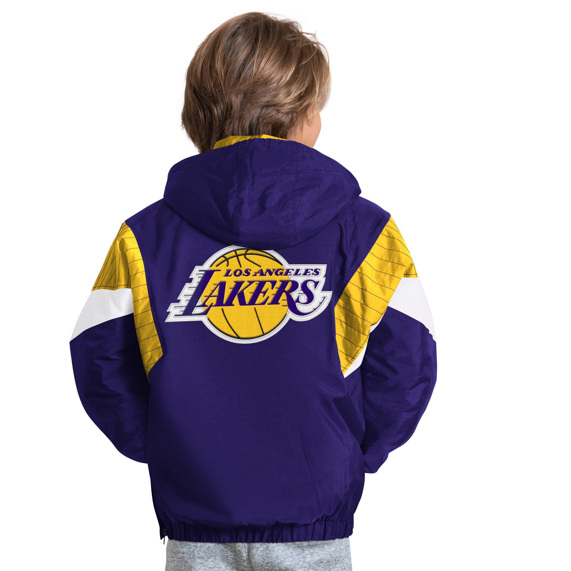 Veste à capuche demi-zip Youth Starter violette Los Angeles Lakers The Throwback Jr.