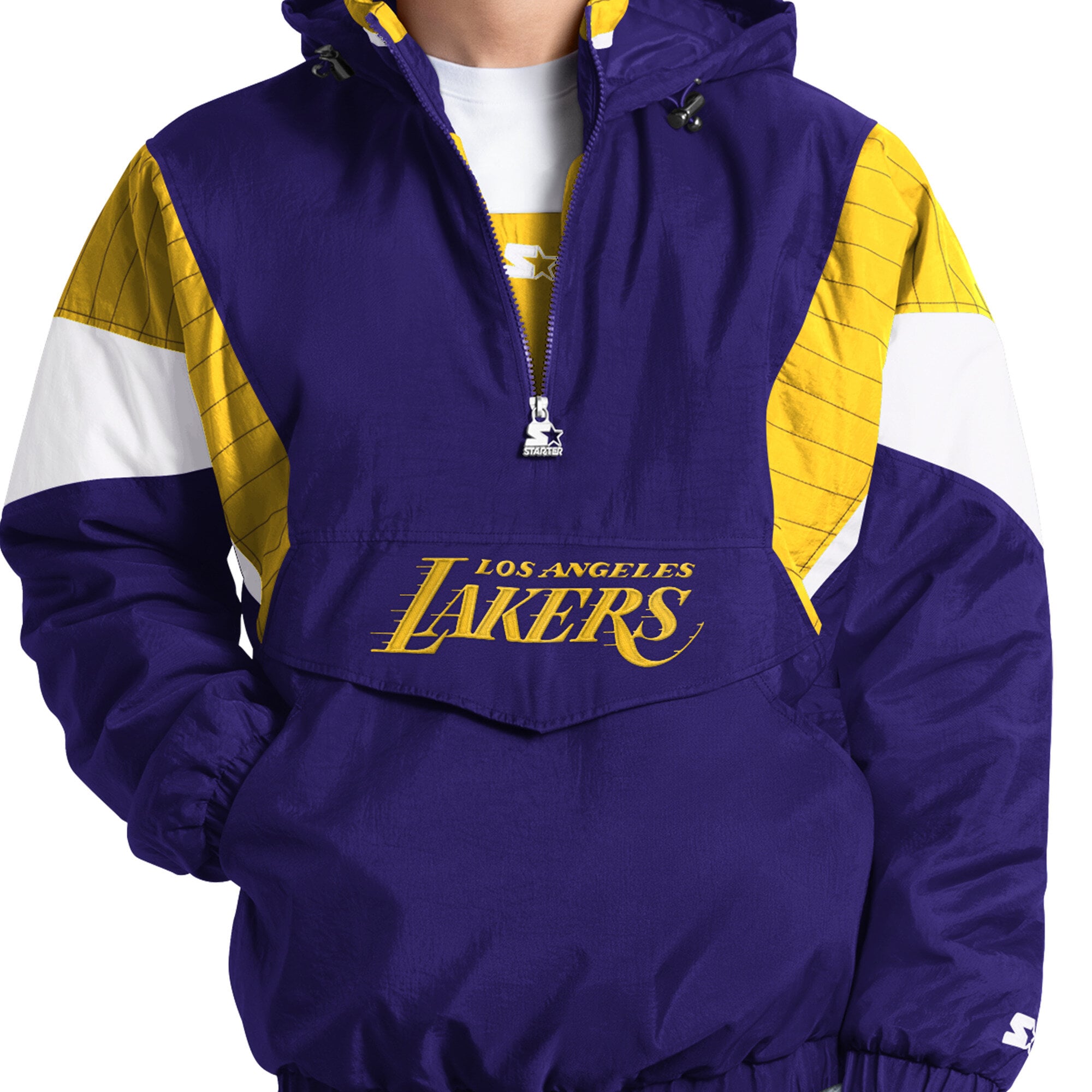 Veste à capuche demi-zip Youth Starter violette Los Angeles Lakers The Throwback Jr.