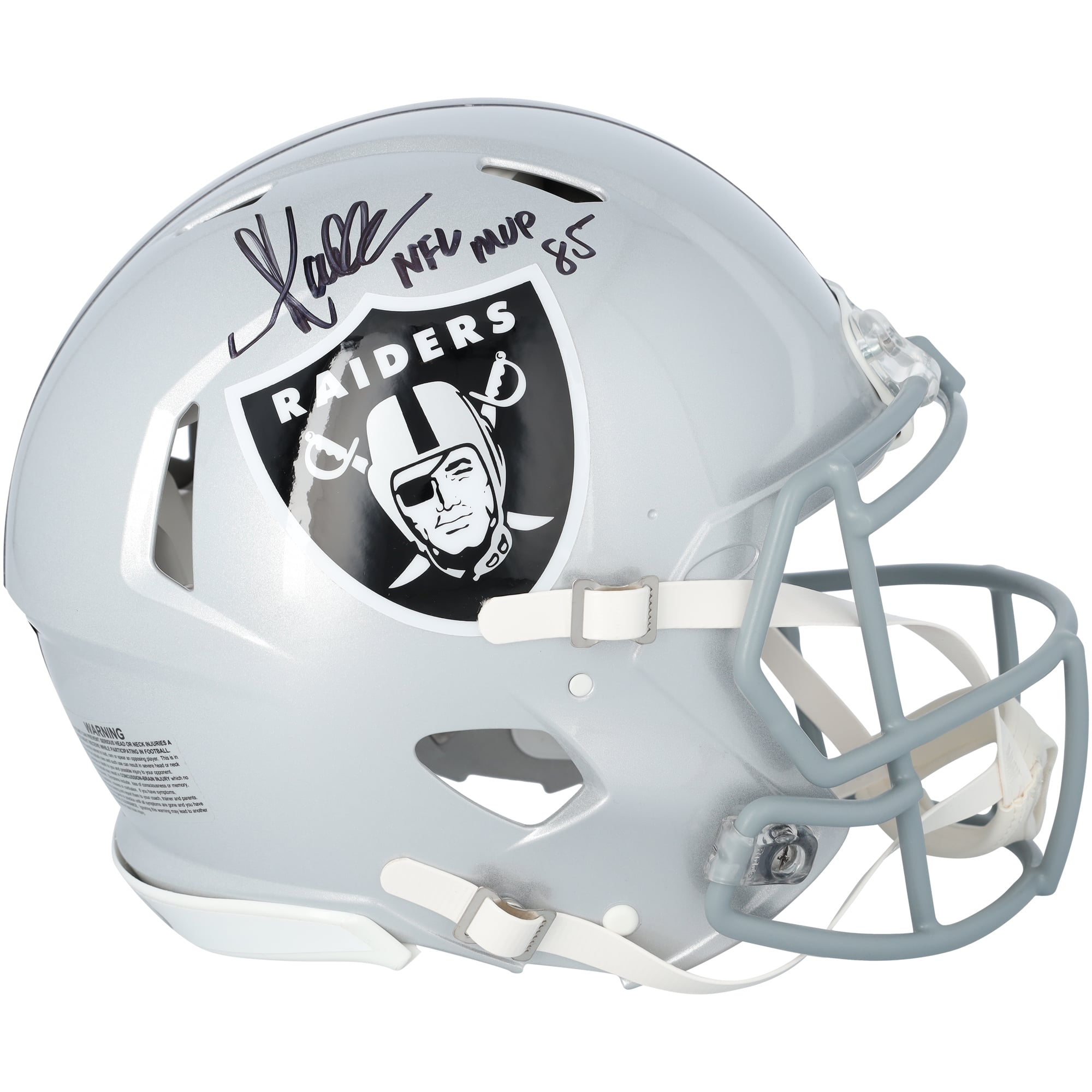 Casque Riddell Speed ​​authentique autographié par Marcus Allen des Los Angeles Raiders avec inscription « NFL MVP 85 »