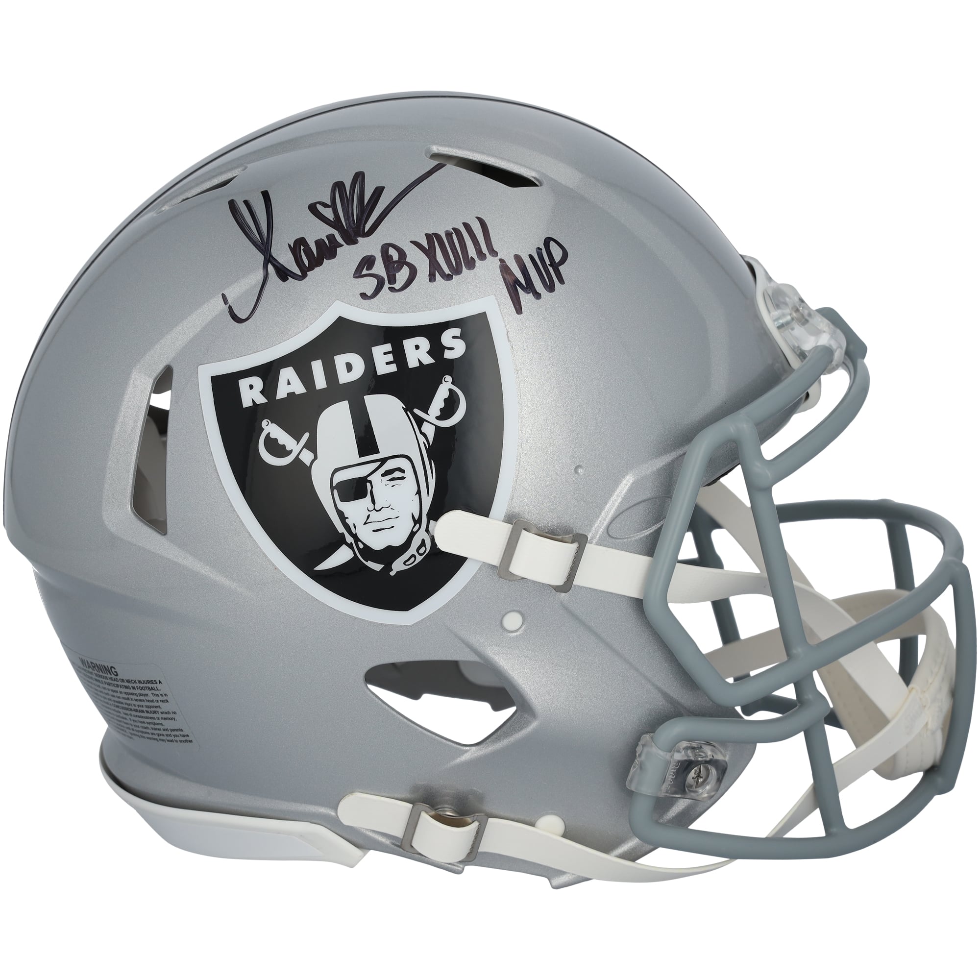Casque Riddell Speed ​​authentique autographié par Marcus Allen des Los Angeles Raiders avec inscription « SB XVIII MVP »