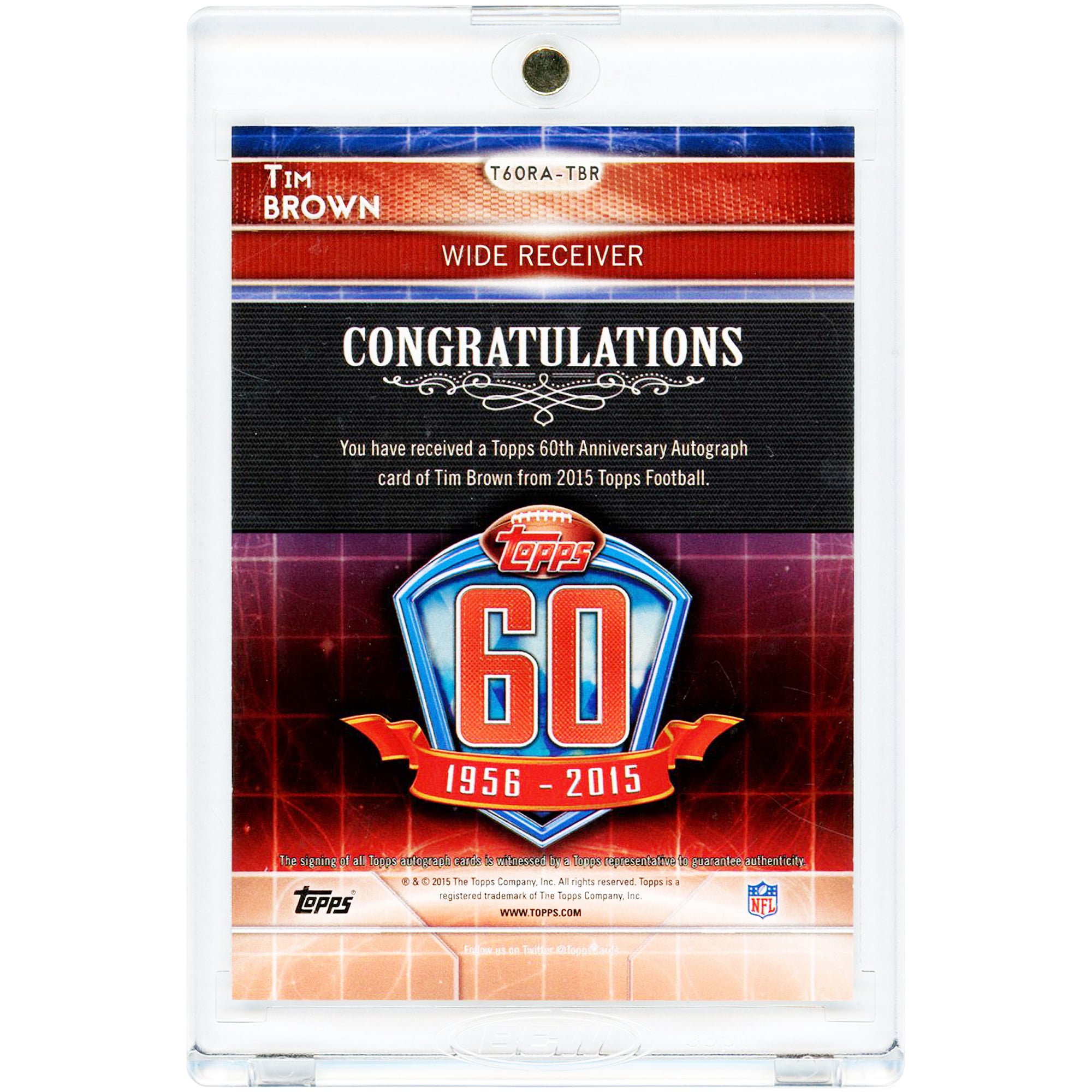 Tim Brown Los Angeles Raiders Autographed 2015 Topps 1989 Topps Football Design #T60RA-TBR Card