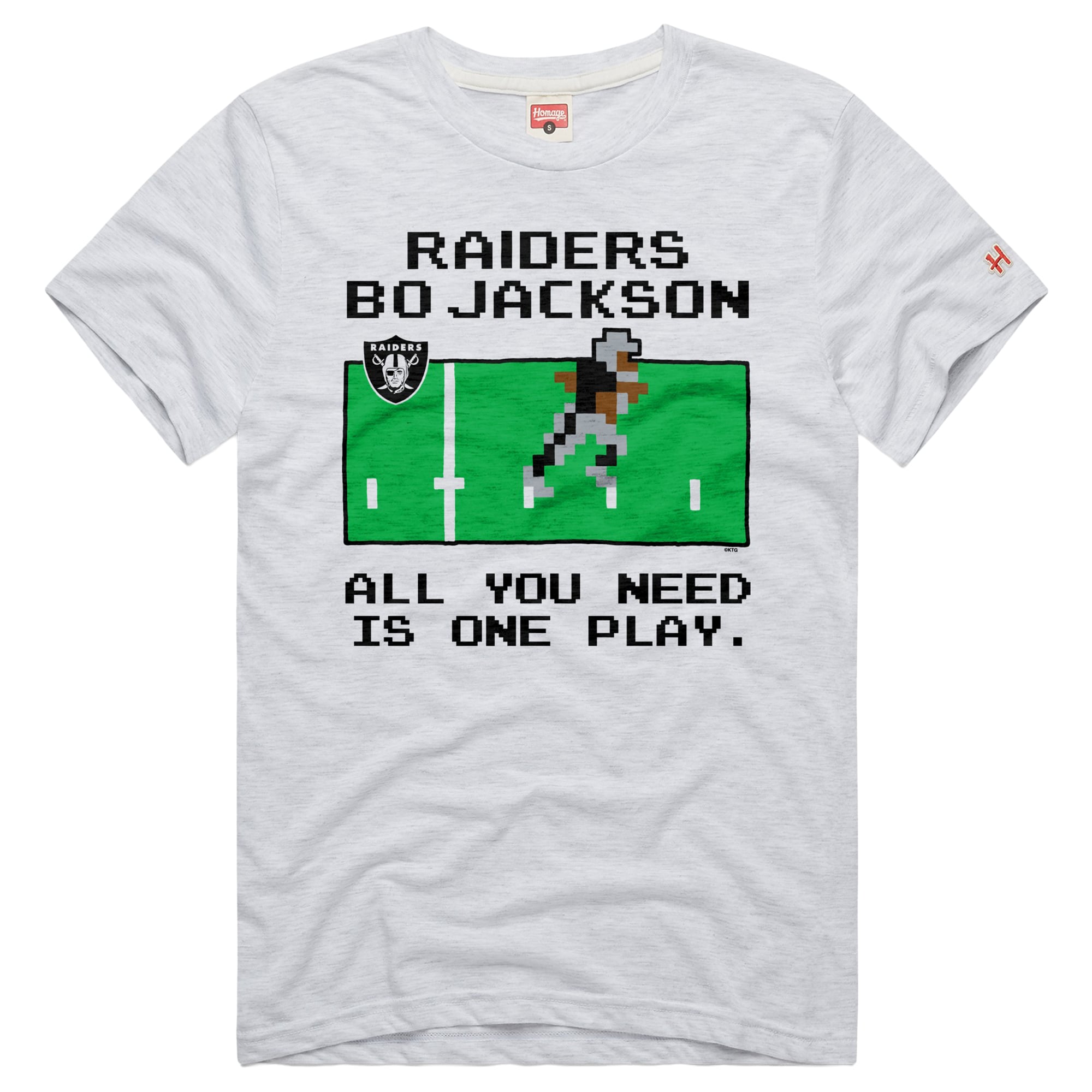 Unisex Homage Bo Jackson Ash Los Angeles Raiders Tecmo Bowl Retired Player Graphic Tri-Blend T-Shirt