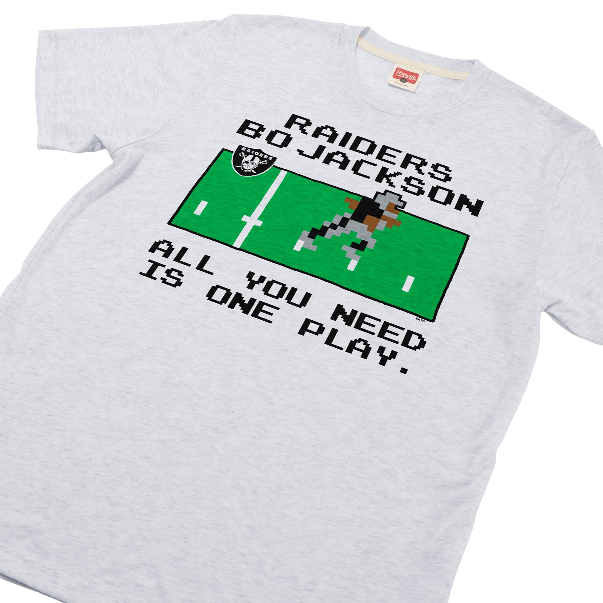 Unisex Homage Bo Jackson Ash Los Angeles Raiders Tecmo Bowl Retired Player Graphic Tri-Blend T-Shirt