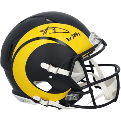 Aaron Donald Los Angeles Rams Autographed Fanatics Authentic Riddell Rivalry Speed Authentic Helmet with "3x DPOY" Inscription 