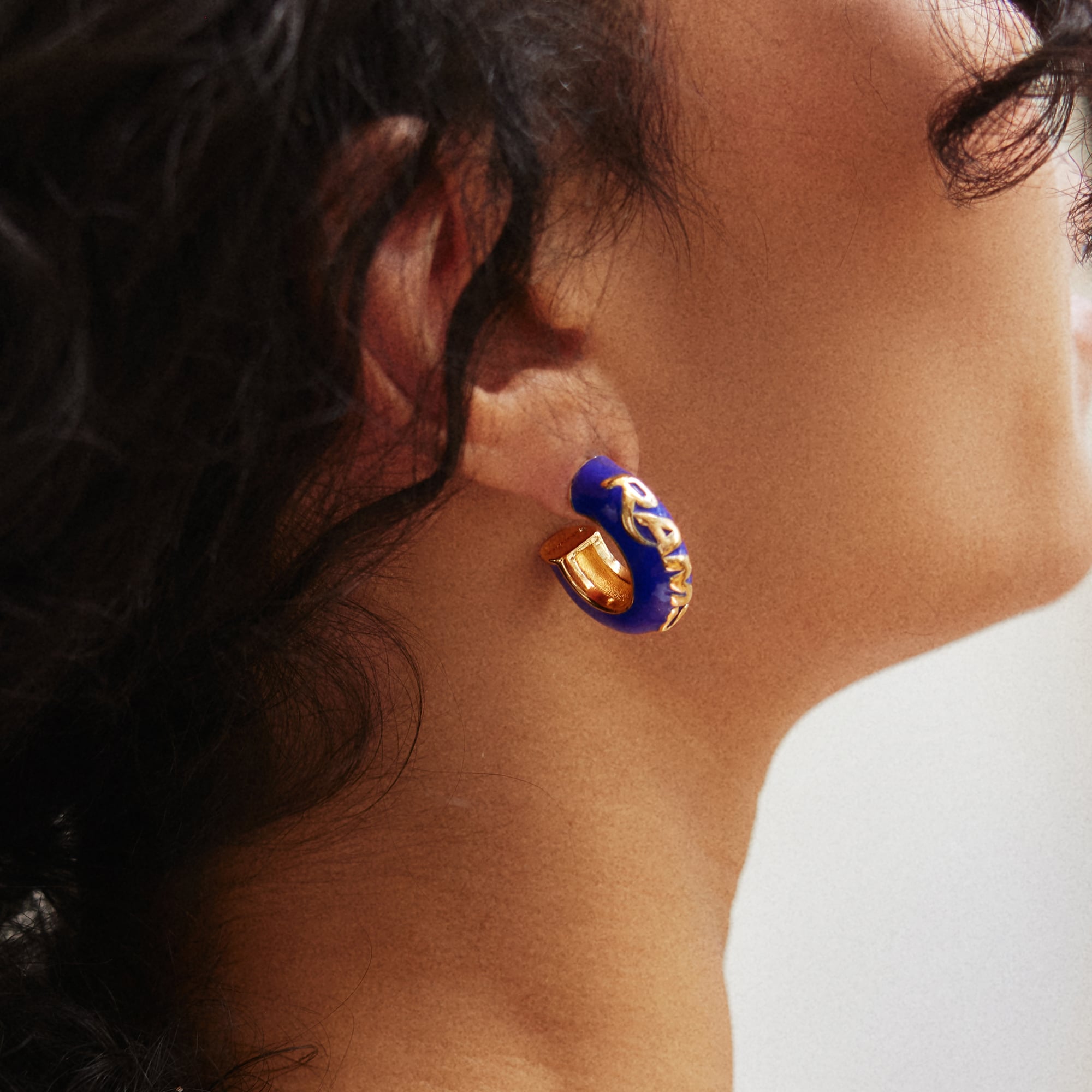 BaubleBar Los Angeles Rams Puffy Enamel Hoop Earrings