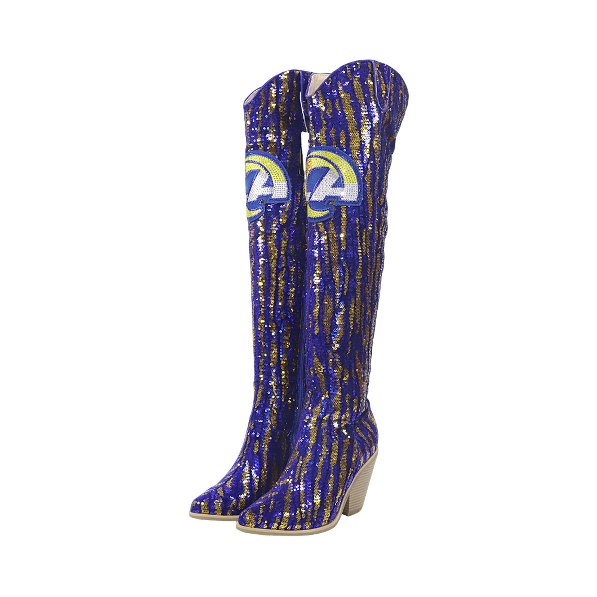 Cuce Los Angeles Rams Over-the-Knee Two-Tone Sequin Boots