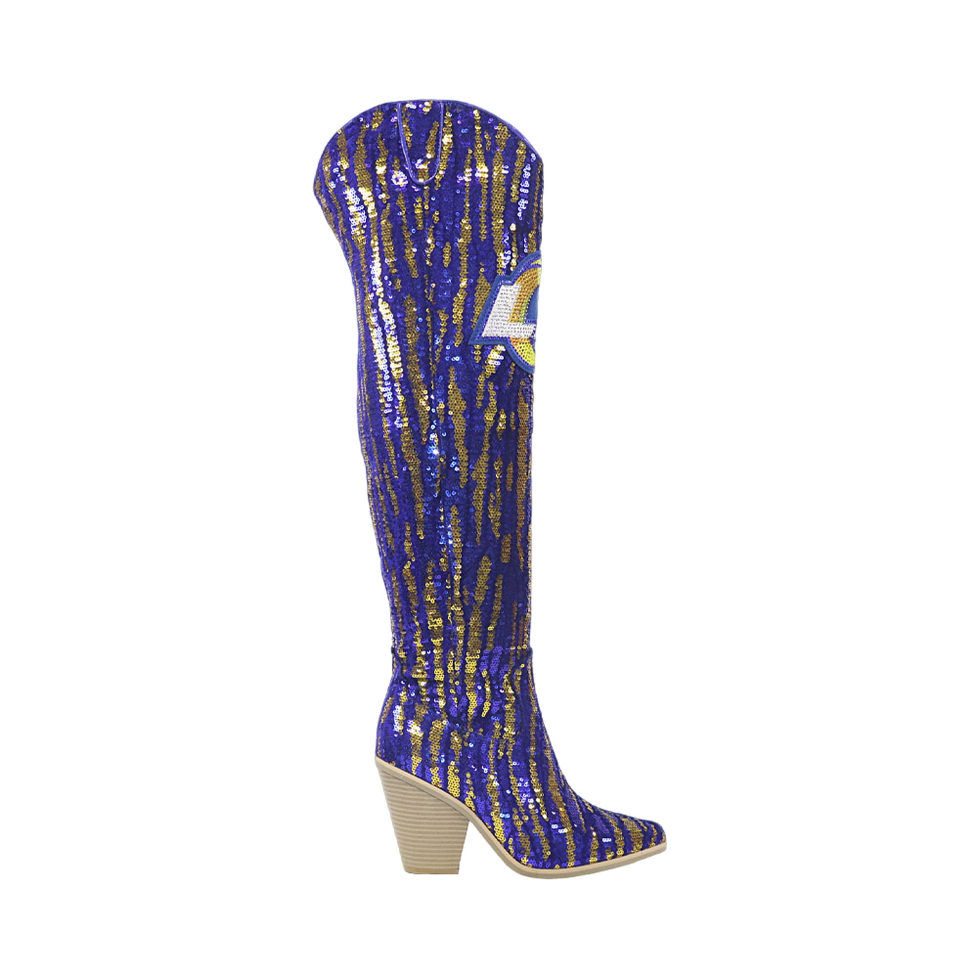 Cuce Los Angeles Rams Over-the-Knee Two-Tone Sequin Boots