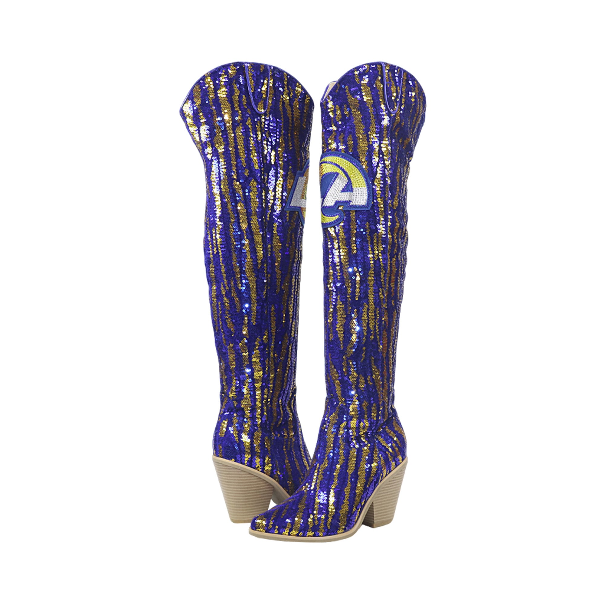 Cuce Los Angeles Rams Over-the-Knee Two-Tone Sequin Boots