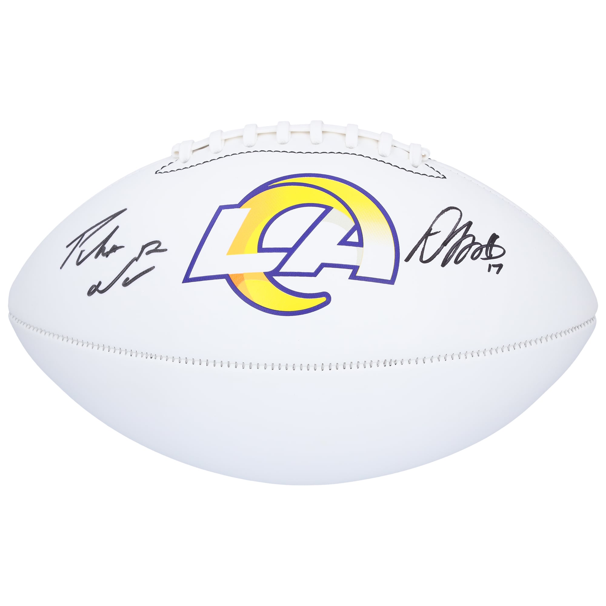 Davante Adams & Puka Nacua Los Angeles Rams Autographed Franklin White Panel Football