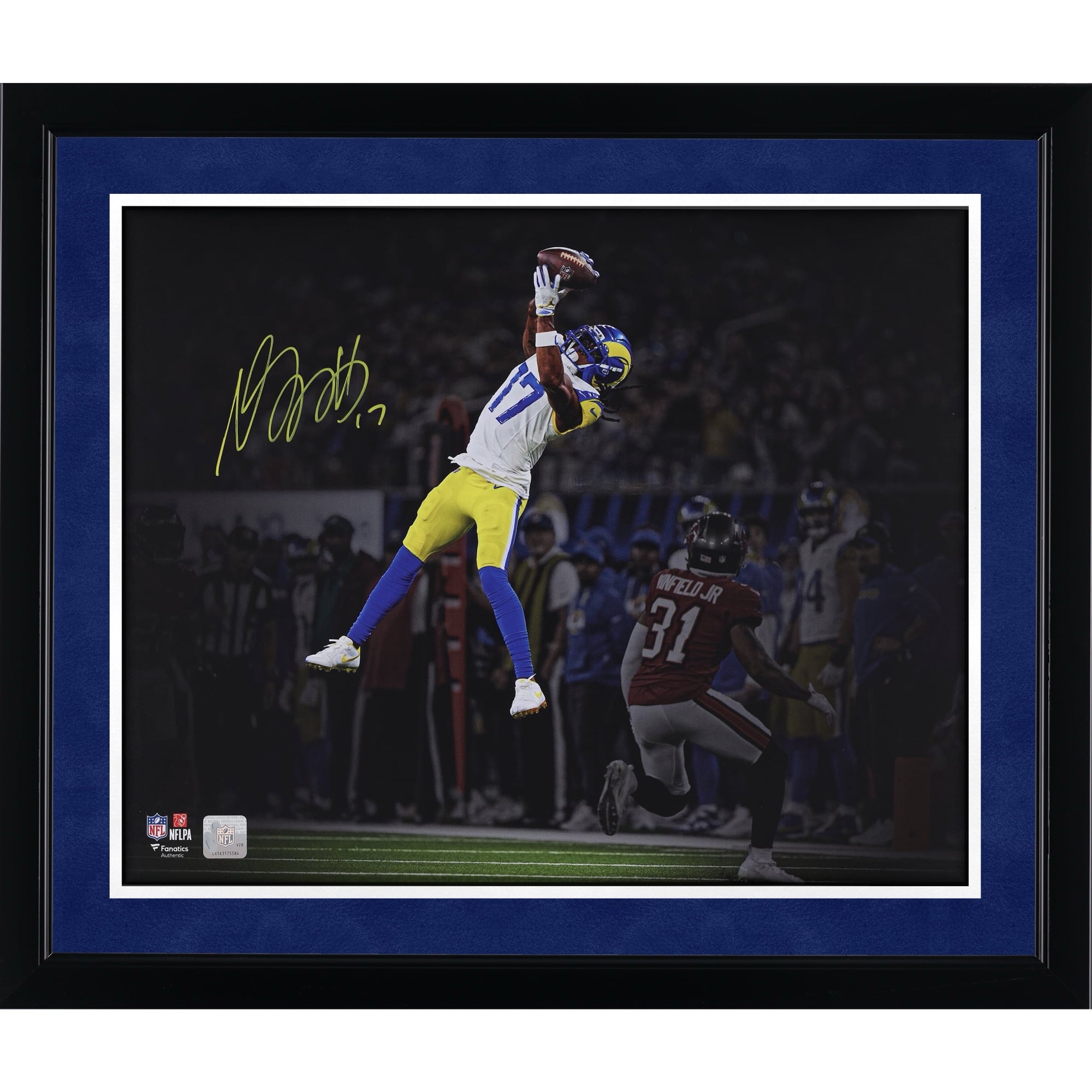 Photo dédicacée de Davante Adams (Los Angeles Rams) - 40,6 x 50,8 cm (16 x 20 pouces) - En pleine action