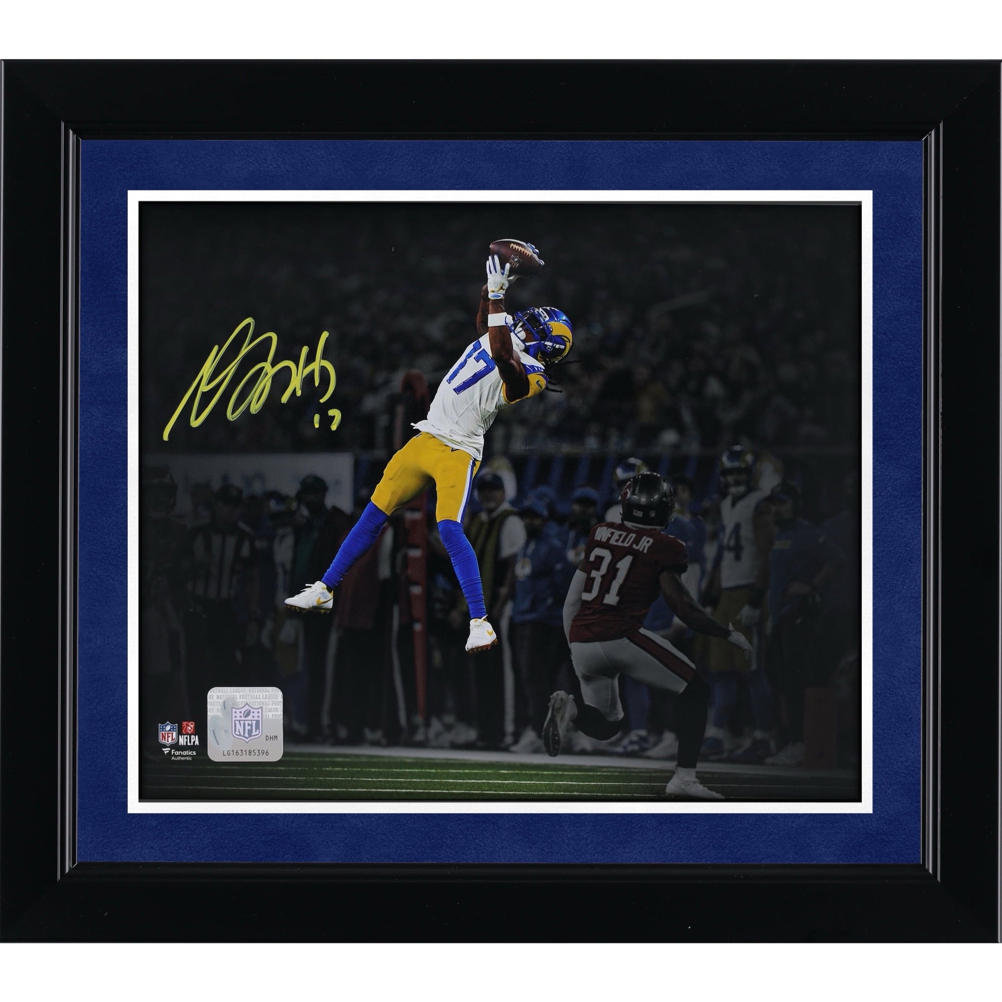 Davante Adams Los Angeles Rams Autographed 8" x 10" Leaping Catch Spotlight Photograph