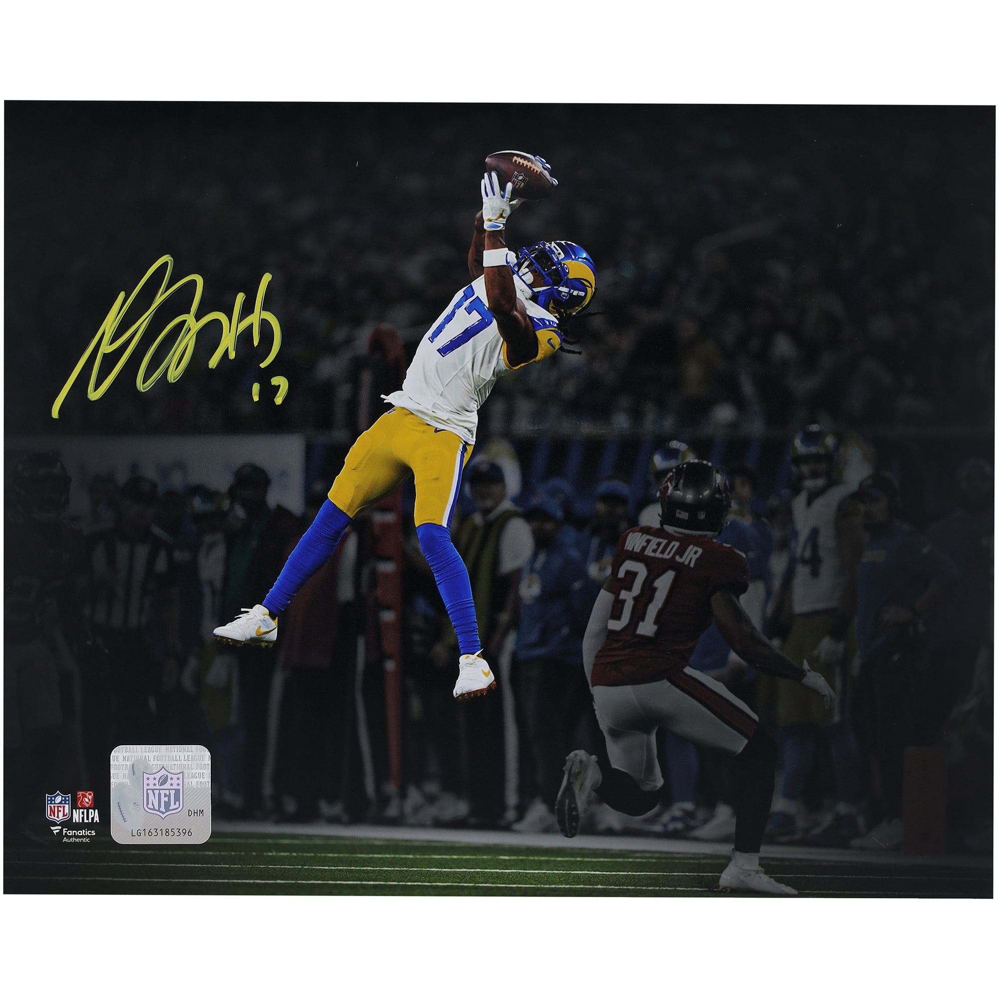 Photo dédicacée de Davante Adams (Los Angeles Rams) - 20 x 25 cm (8 x 10 pouces) - En pleine action