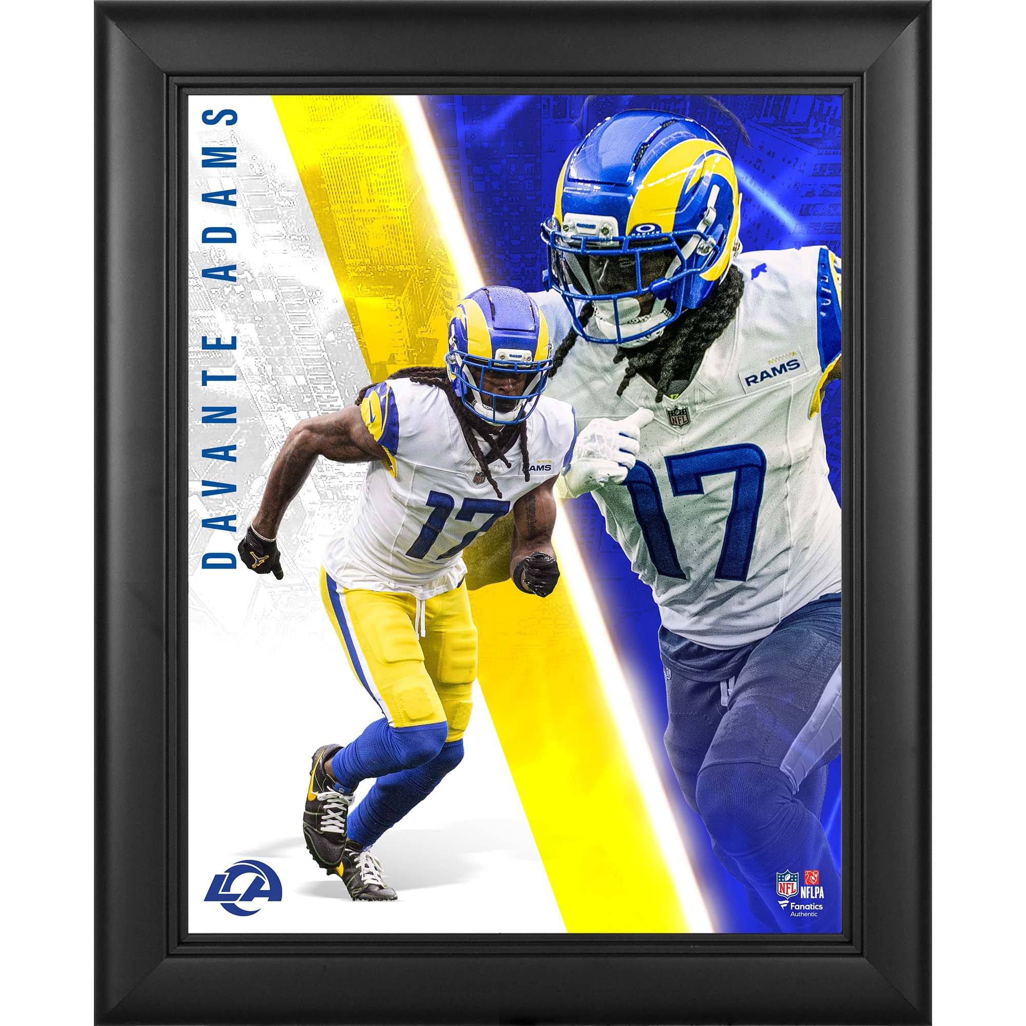 Davante Adams, Los Angeles Rams, collage encadré 13" x 16" Radiance