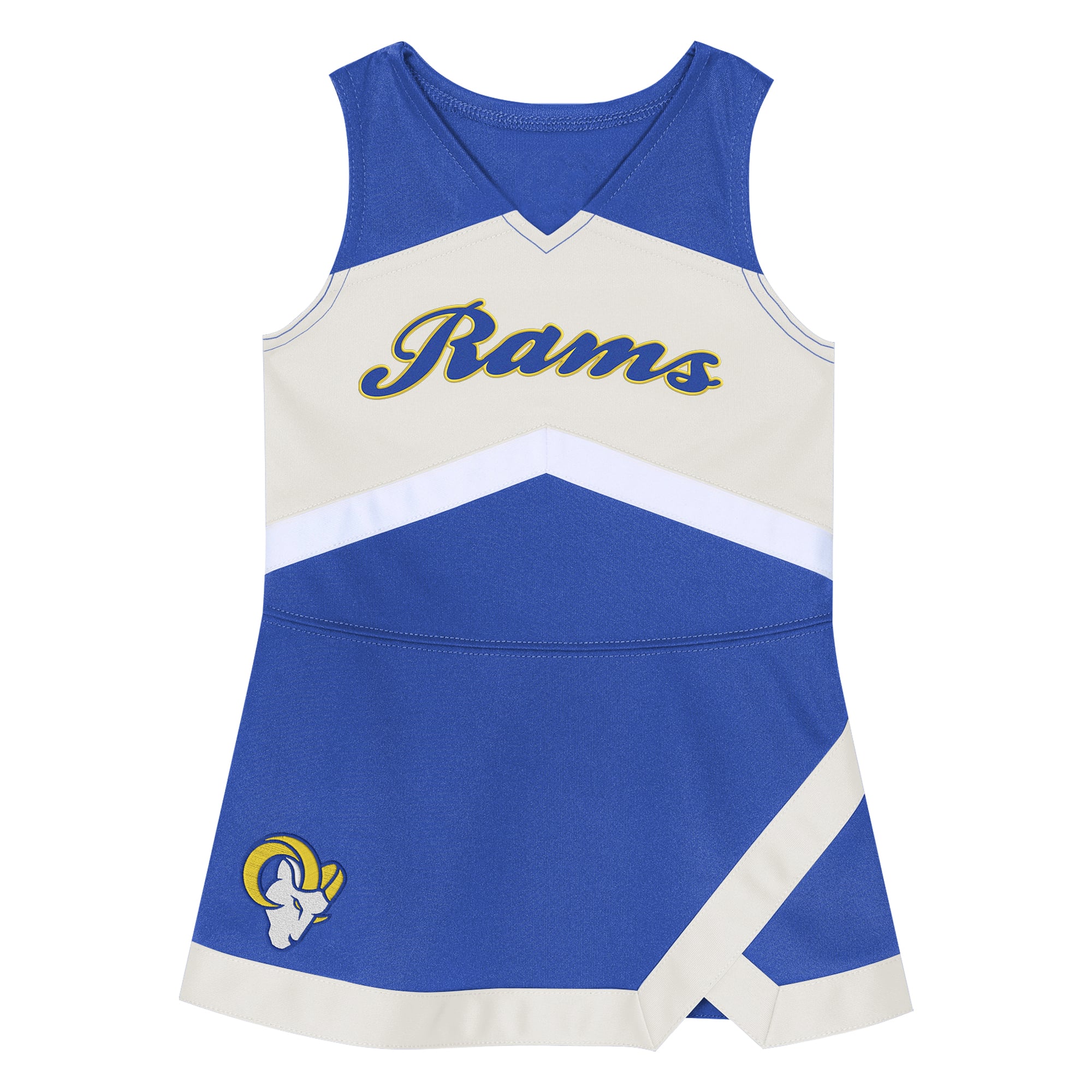 Girls Preschool Royal Los Angeles Rams Two-Piece Cheer Captain Jumper Dress with Bloomers Set