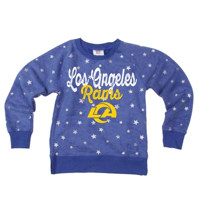  Los Angeles Rams Wes & Willy Girls Youth Shimmer Star Sweatshirt - Royal