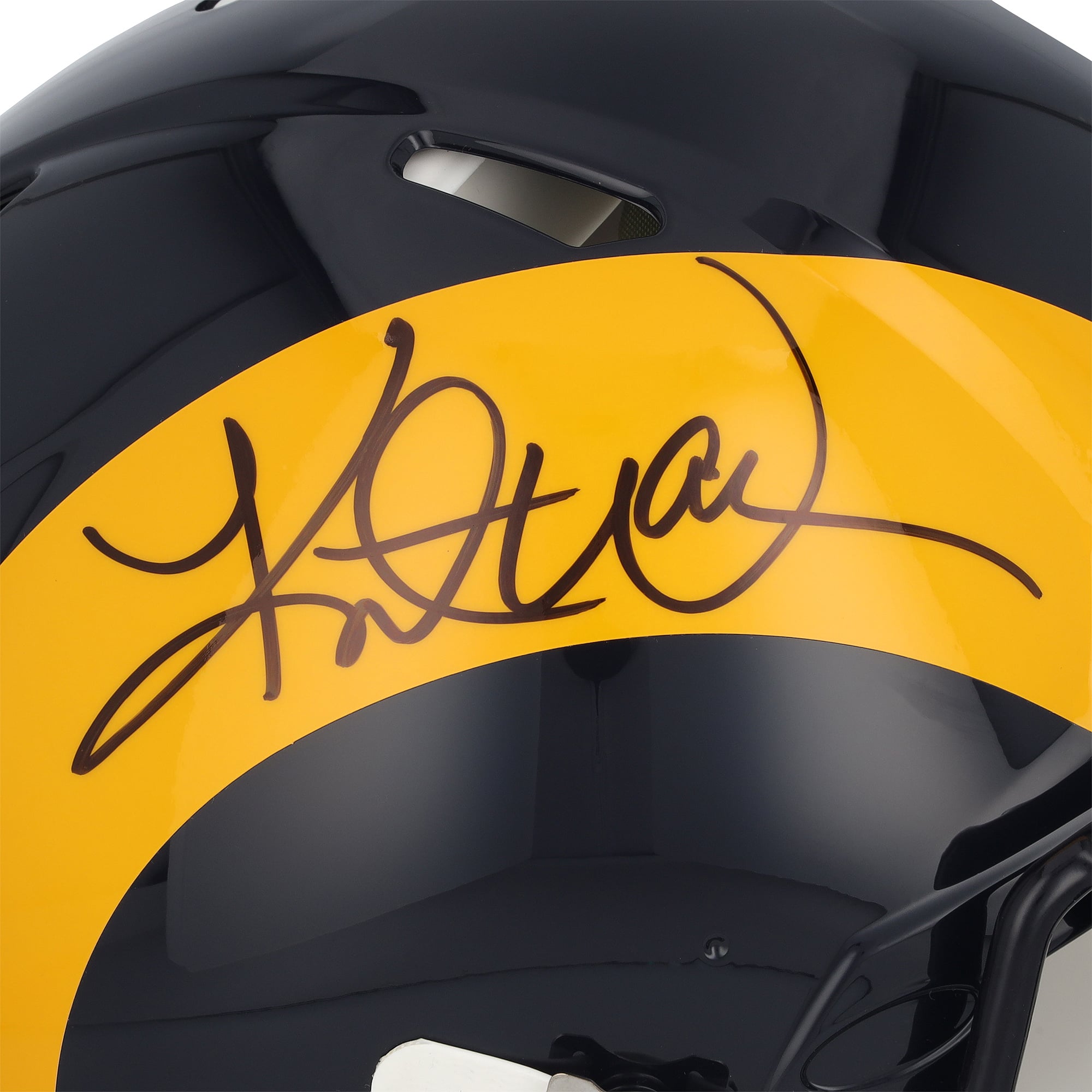 Casque Riddell authentique rétro Speed, autographié par Kurt Warner (Los Angeles Rams), modèle 1981-1999