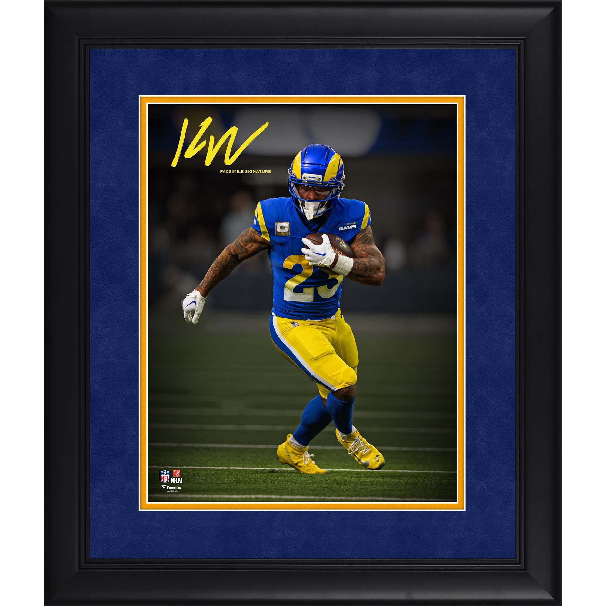 Photo encadrée avec la signature fac-similé de Kyren Williams, joueur des Rams de Los Angeles, format 11 x 14 pouces.