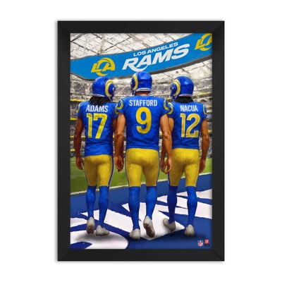 Los Angeles Rams Davante Adams, Matthew Stafford & Puka Nacua 27" x 39" Three-Player Framed Print