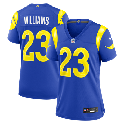 Camiseta Nike Game de la 1ª equipación del Los Angeles Rams - Azul Real - Kyren Williams - Mujer