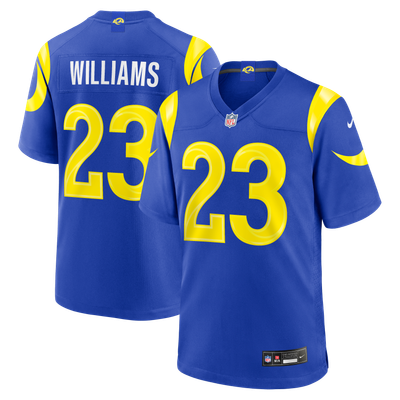 Camiseta Nike Game de la 1ª equipación del Los Angeles Rams - Azul Real - Kyren Williams - Jóvenes