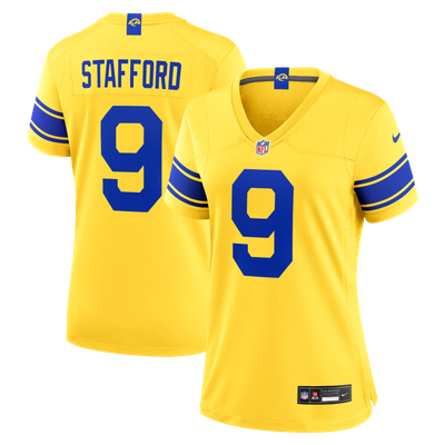Camiseta Nike Game Secondario de la 3ª equipación del Los Angeles Rams - Oro - Matthew Stafford - Mujer