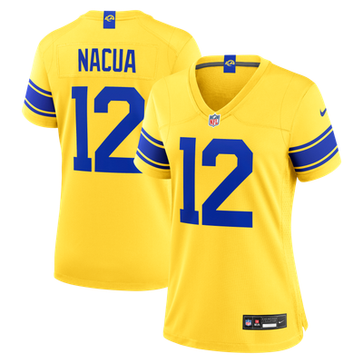 Camiseta Nike Game Secondario de la 3ª equipación del Los Angeles Rams - Oro - Puka Nacua - Mujer