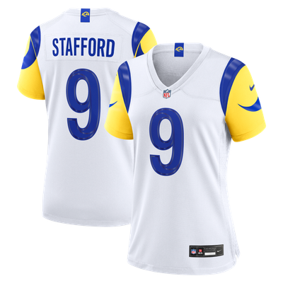 Camiseta Nike Game de la 2ª equipación del Los Angeles Rams - Blanco - Matthew Stafford - Mujer