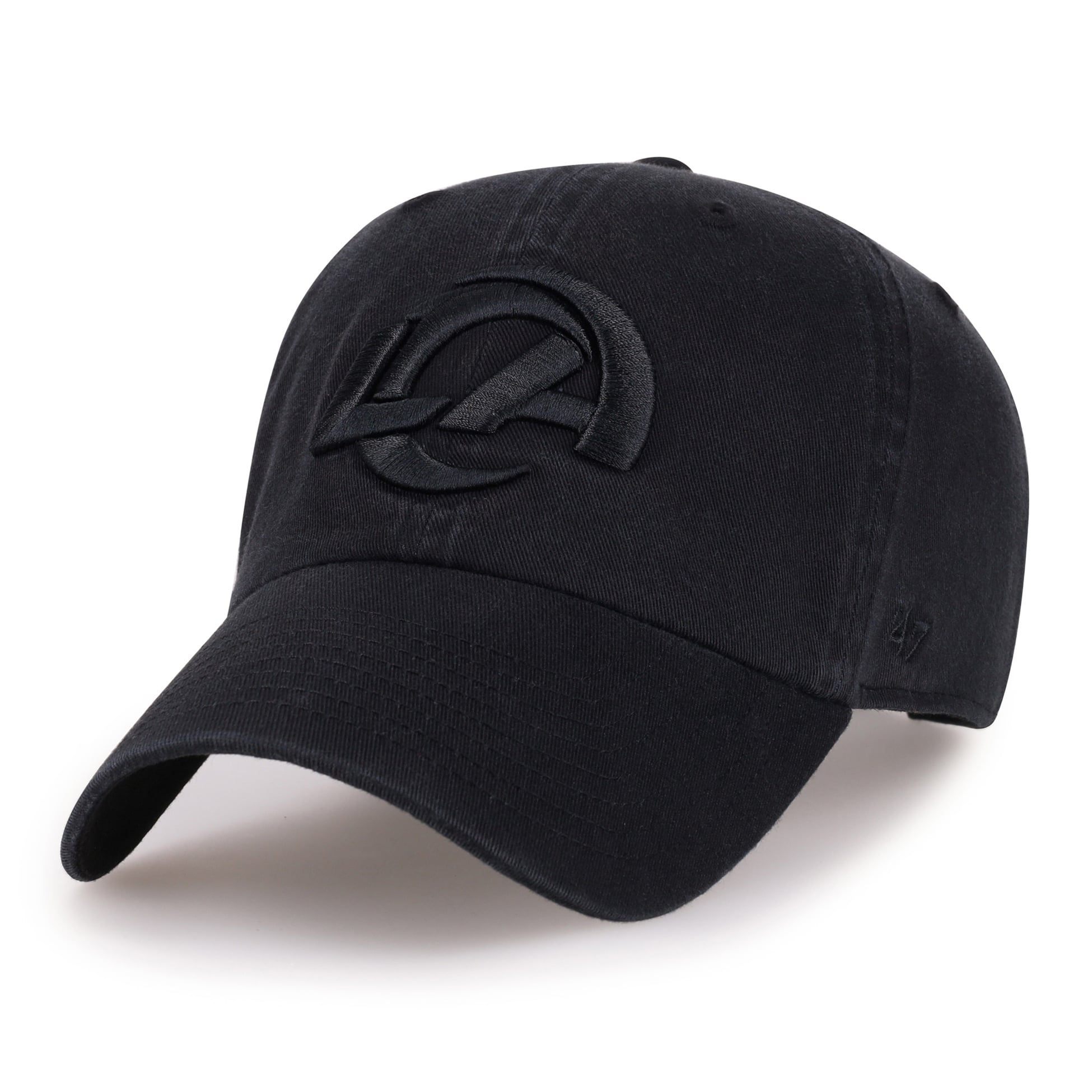 Men's '47 Black Los Angeles Rams Tonal Clean Up Adjustable Hat