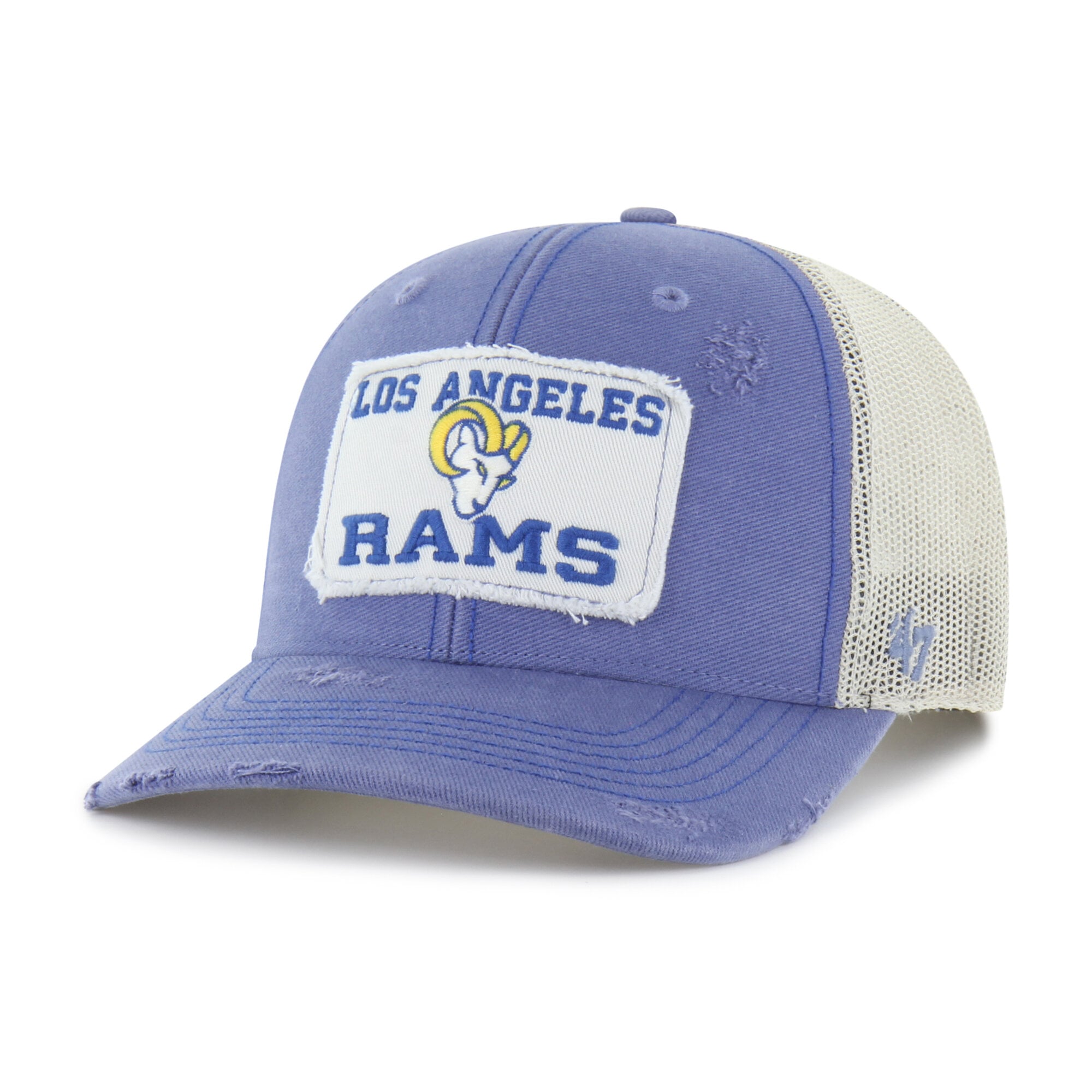 Casquette trucker ajustable pour homme, modèle 47 bleu des Los Angeles Rams, Egremont, usée.