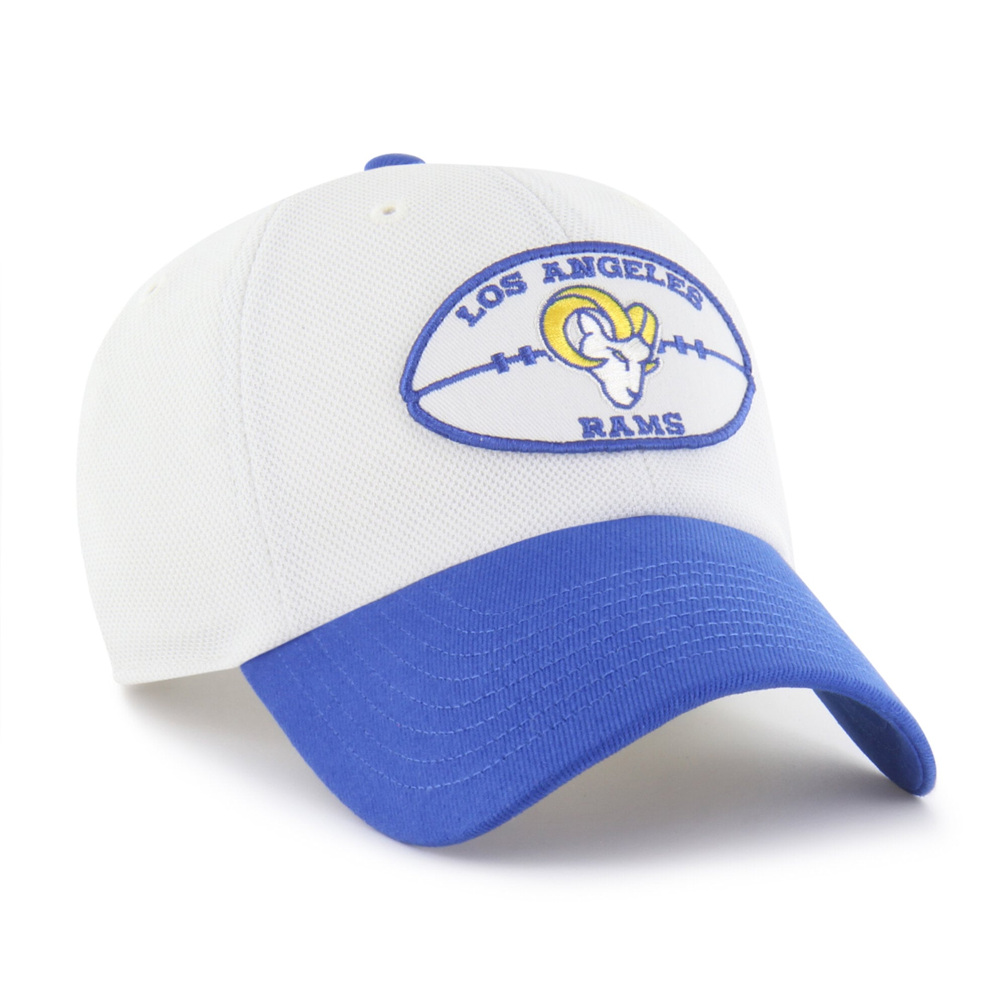 Men's '47 Cream/Royal Los Angeles Rams Pique Patch Clean Up Adjustable Hat