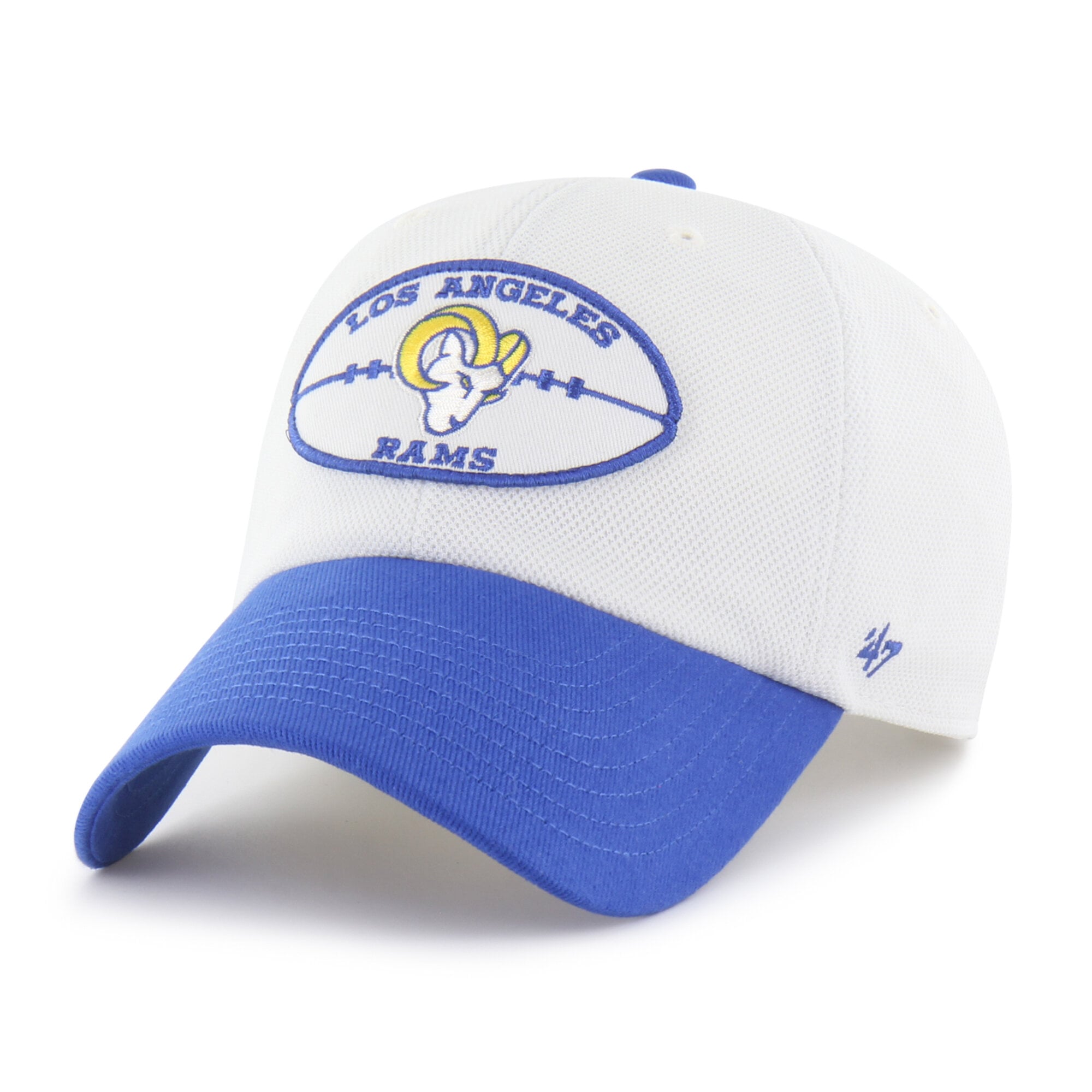 Men's '47 Cream/Royal Los Angeles Rams Pique Patch Clean Up Adjustable Hat