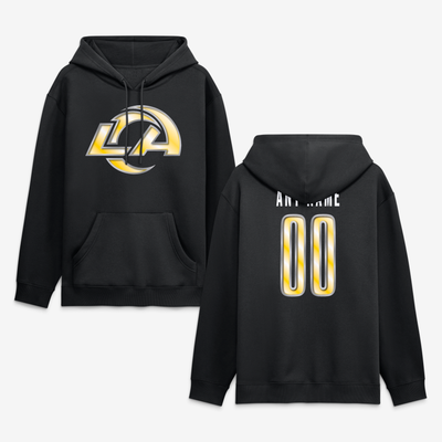 Los Angeles Rams Big & Tall Metallic Mascot Personalized Name & Number Hoodie - Black